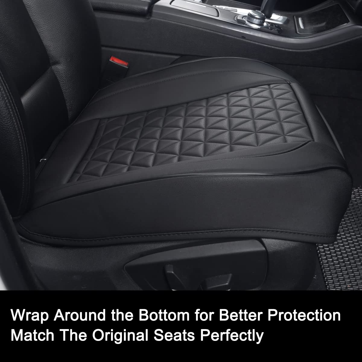 Black Panther Faux Leather Car Seat Covers, Anti-Slip Front Bottom Cushion, Beige, Model FSC-01, Fits 95% of Vehicles