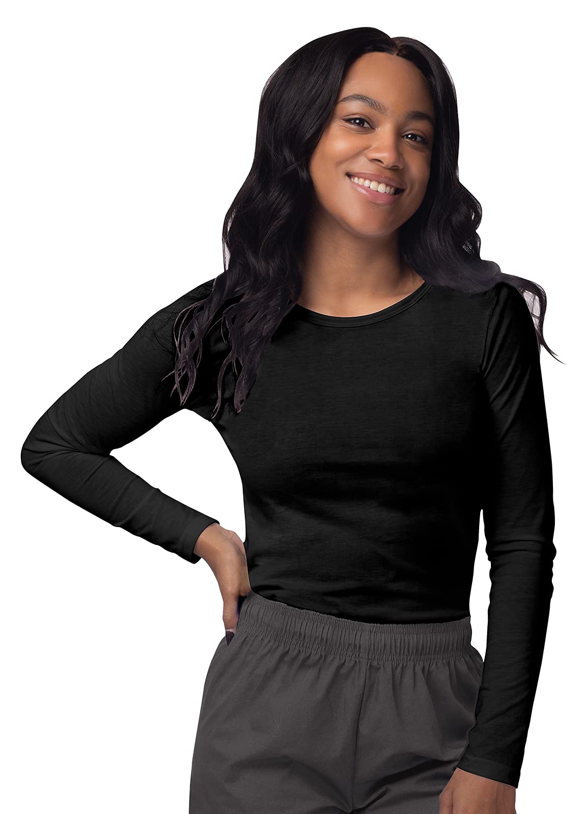 Sivvan Scrubs For Women - Long Sleeve Comfort Underscrub Tee 3-Pack - S85003 - Black - Xs