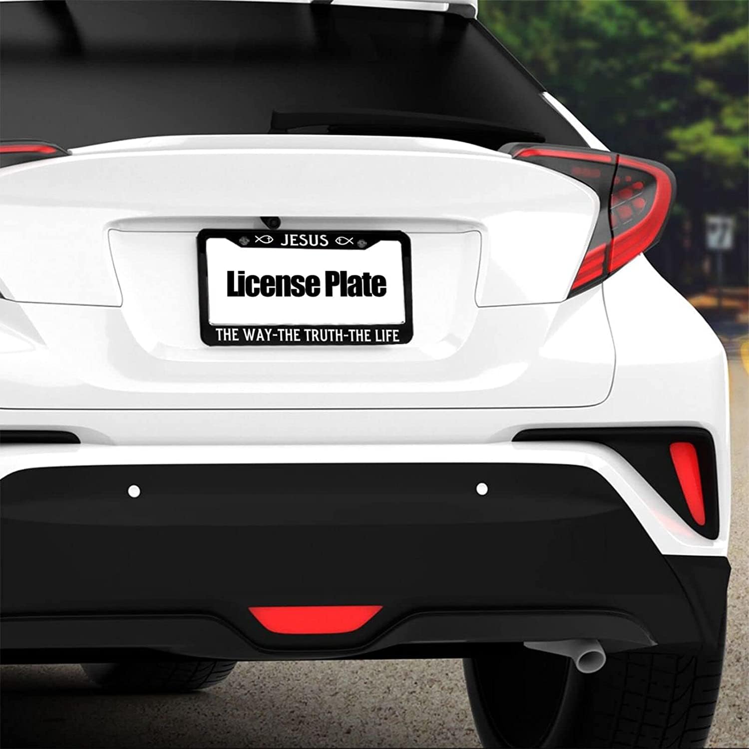 GIITSRIZ License Plate Frame - Christian Car Accessories, 'The Way The Truth The Life' Design, 2 Holes for Easy Installation