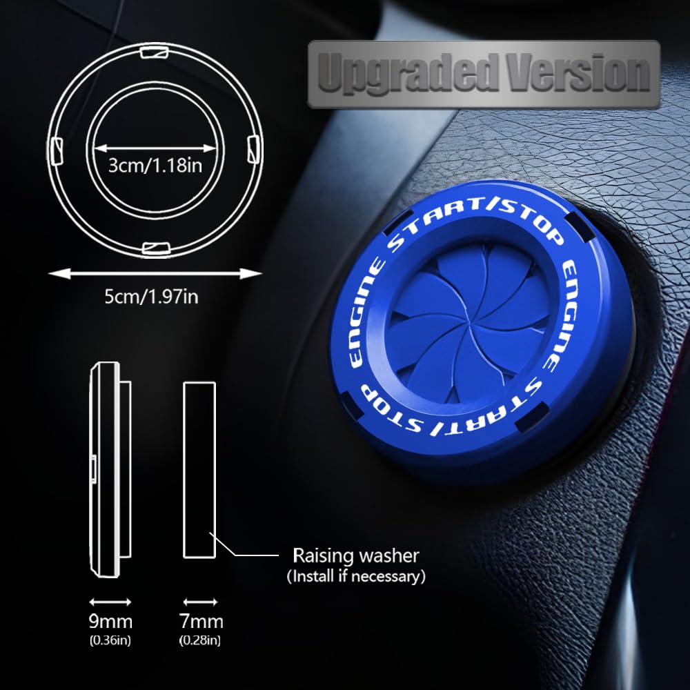 Tybasthe Rotary Push Start Button Cover, Car Accessories Engine Start Stop Button Cover, Car Stickers Interior Decor, Motorcycle