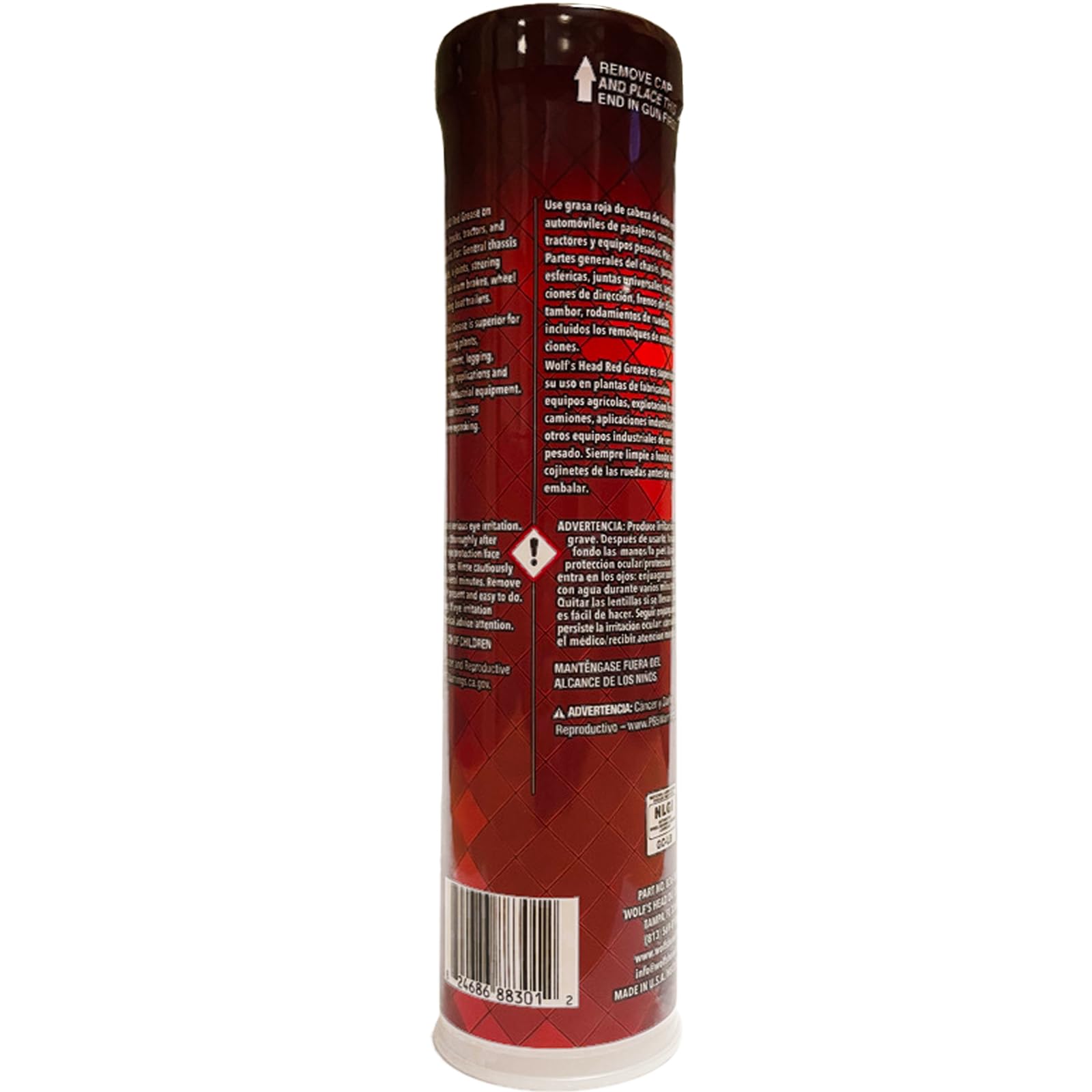 Wolf's Head Red Grease NLGI #2, 14 Oz Tube (Pack of 10) - Made in USA, Model 836-88301-91