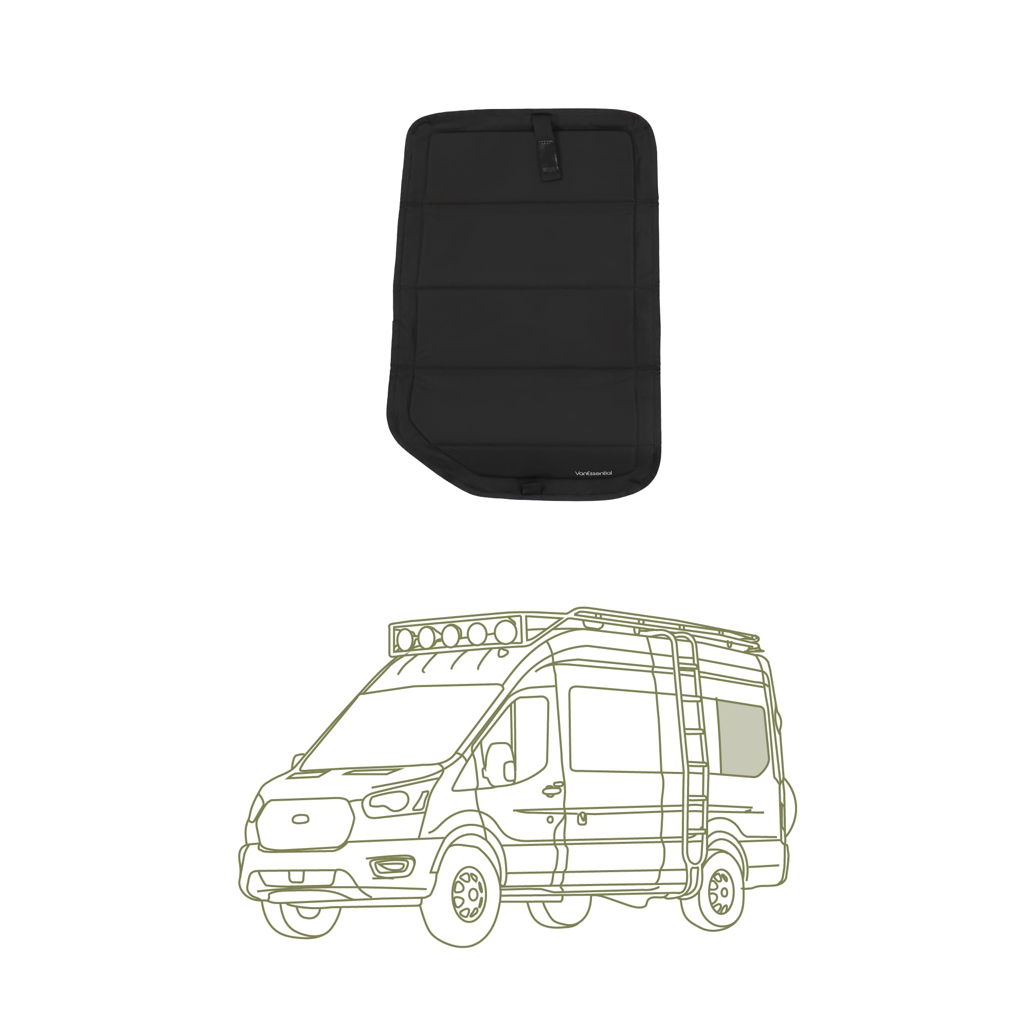 VanEssential Insulated Stealth Blackout Window Cover Designed for Ford Transit High/Medium Roof Full Plastic Trim Rear Qtr LH (D