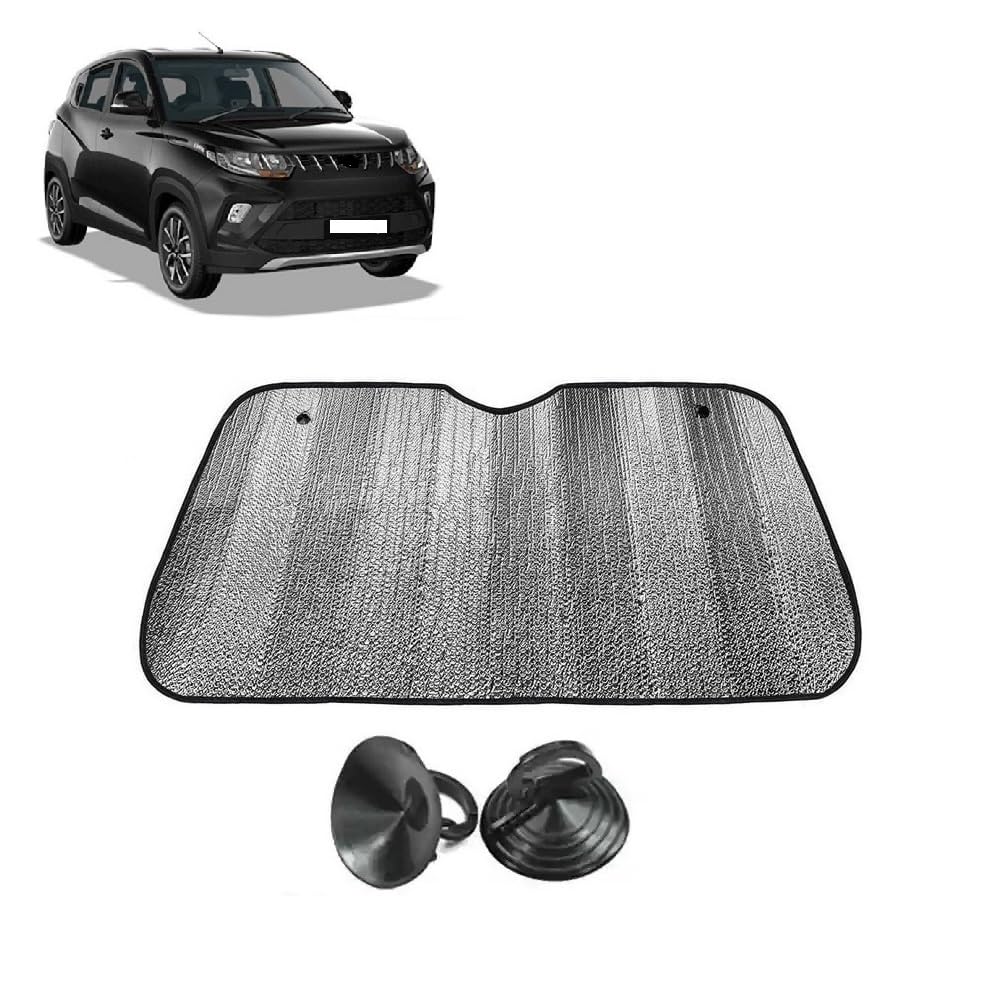 Car Windshield Sun Shade UV Rays Protector Silver Sunshade Solar Reflective suitable for Mahindra KUV 100