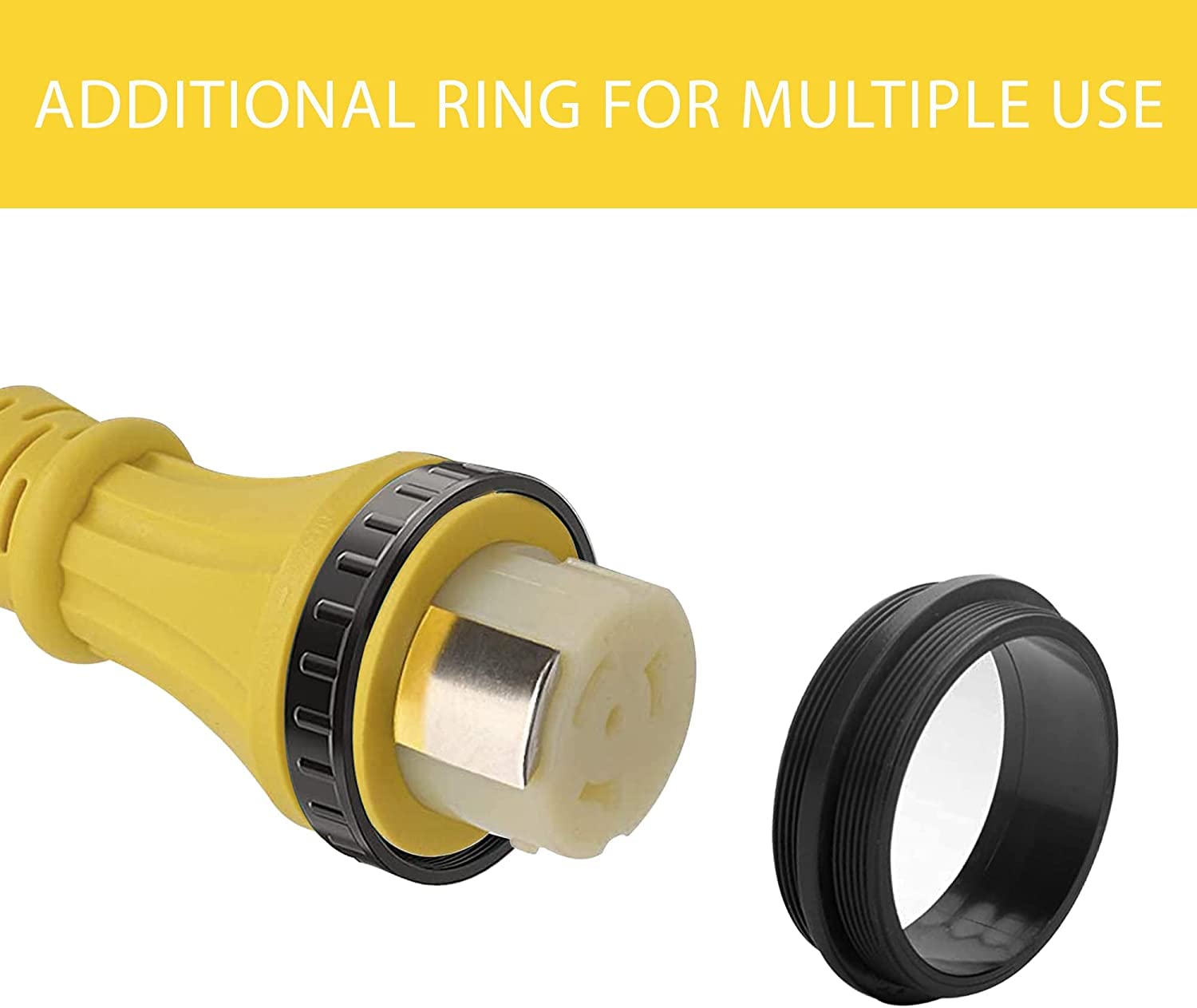 S7 50Ft 50Amp Stw Heavy Duty Rv Extension Cord With Additional Ring,14-50P Male And Ss2-50R Twist-Locking Female,6Awg/3C + 8Awg/