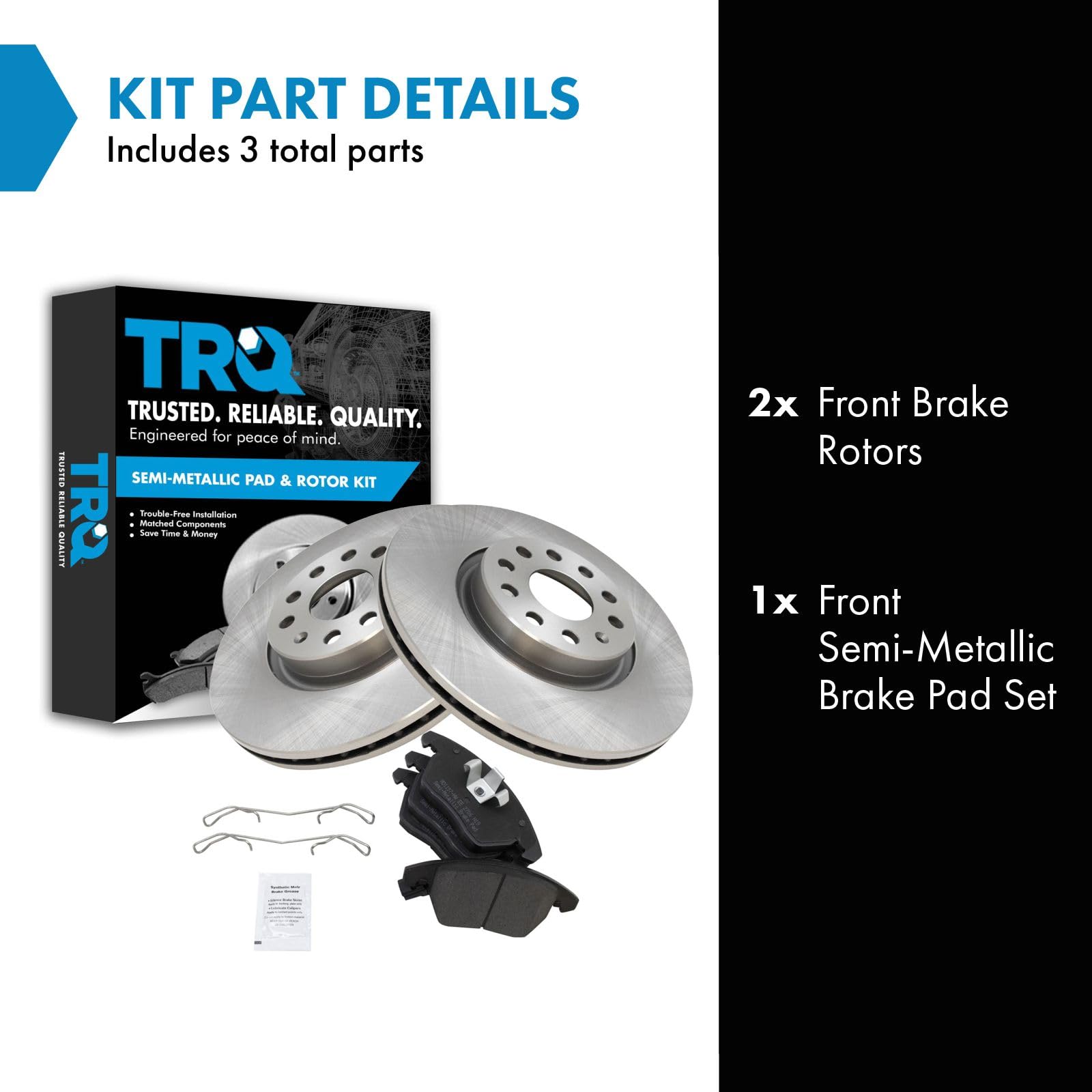 Trq Front Metallic Brake Pad & Rotor Set For Tt A3 Vw Cc Gti Jetta Passat