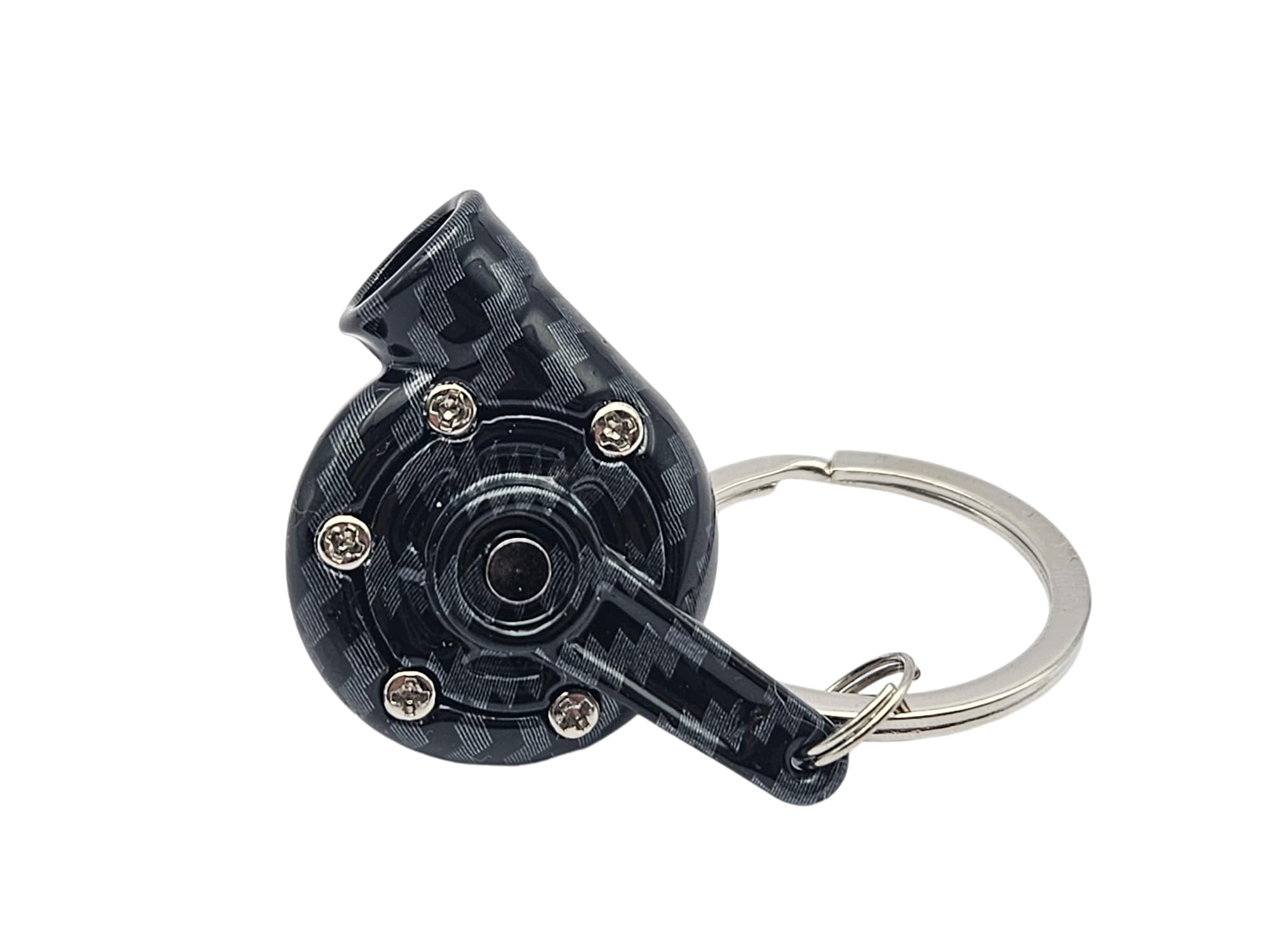 Gt//Rotors Carbon Fiber Turbo Keychain Metal Spinning Turbocharger Automotive Mini Car Part Keychain Key Ring (Bonus: 3Ft Mini T