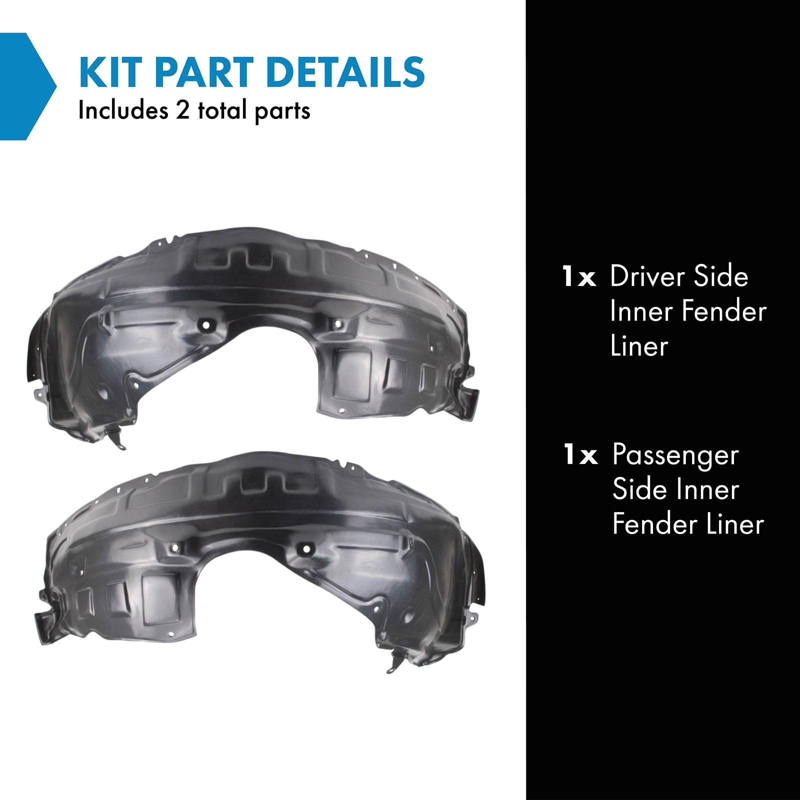 Trq Inner Fender Liner Set Compatible With 2007-2009 Mazda Cx-9 Ma1248130 Ma1249130