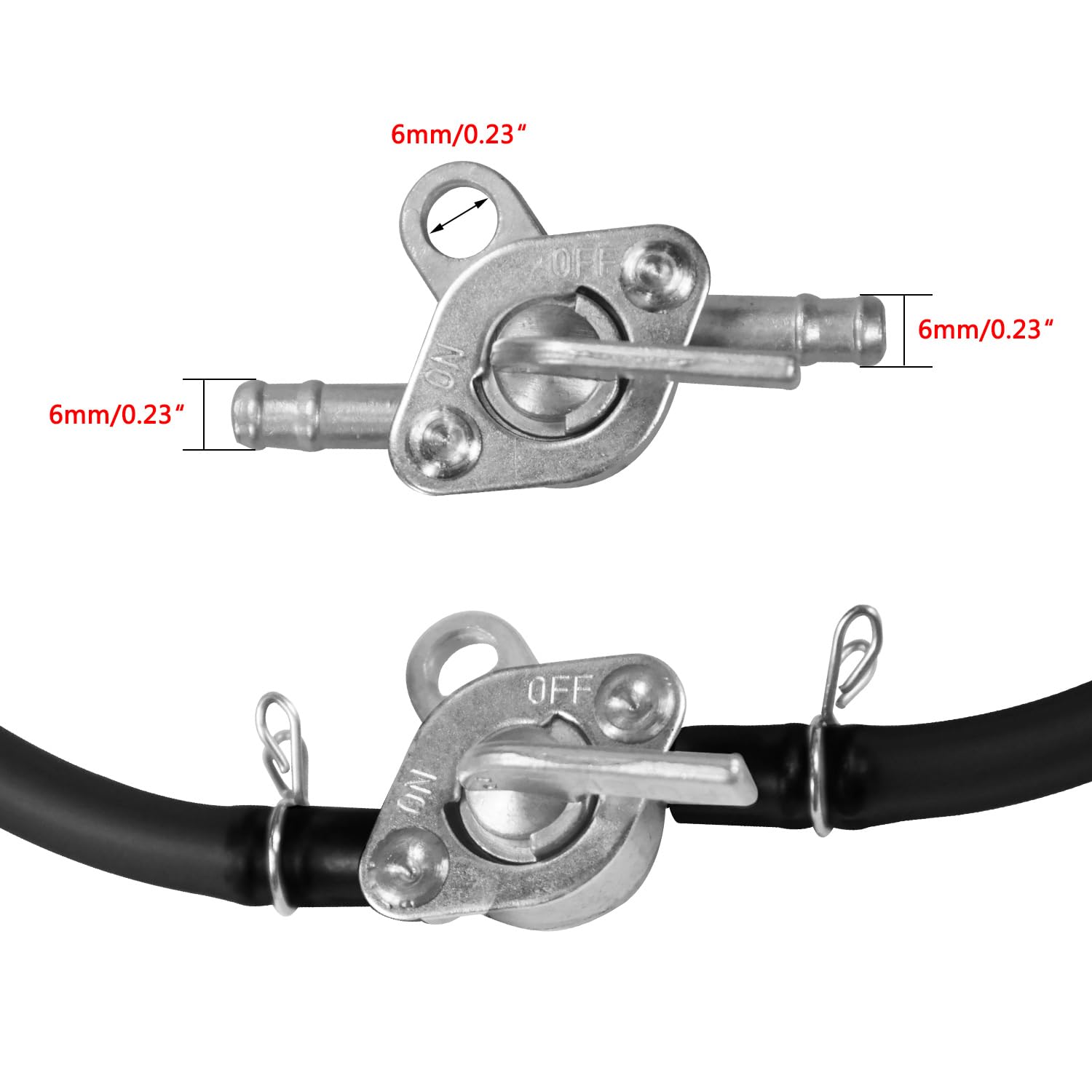 Holato Gas Fuel Line Hose Clamps Fuel Filters With Inline Shut Off Valve Petcock Set For 50Cc 70Cc 90Cc 110Cc 125Cc 150Cc Taotao Coolster Apollo Baja Atv Four Wheeler Dirt Pit Bike (Black)