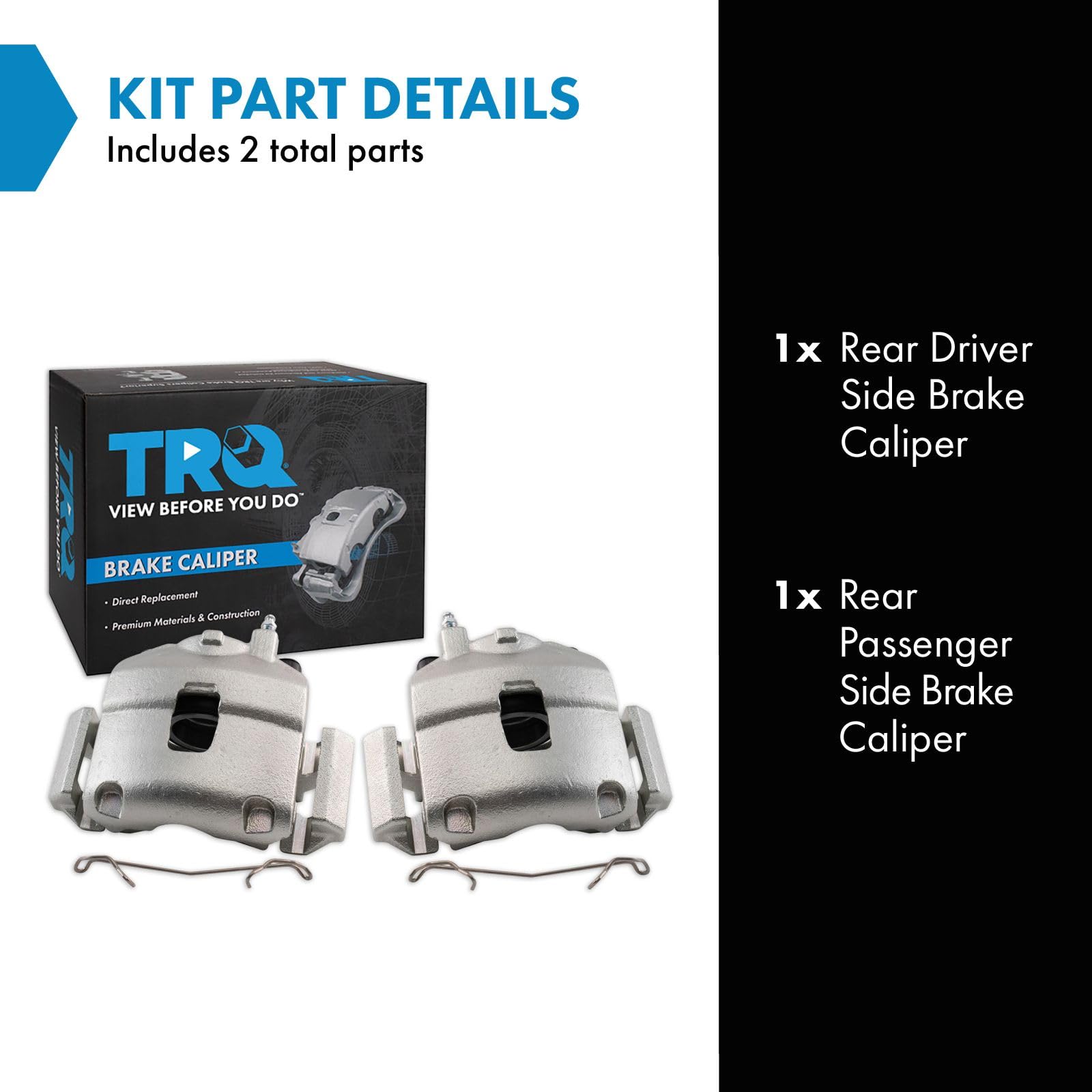 Trq Rear Brake Caliper Set Compatible With 2018 Fiat 500X 2018-2020 Jeep Compass Renegade