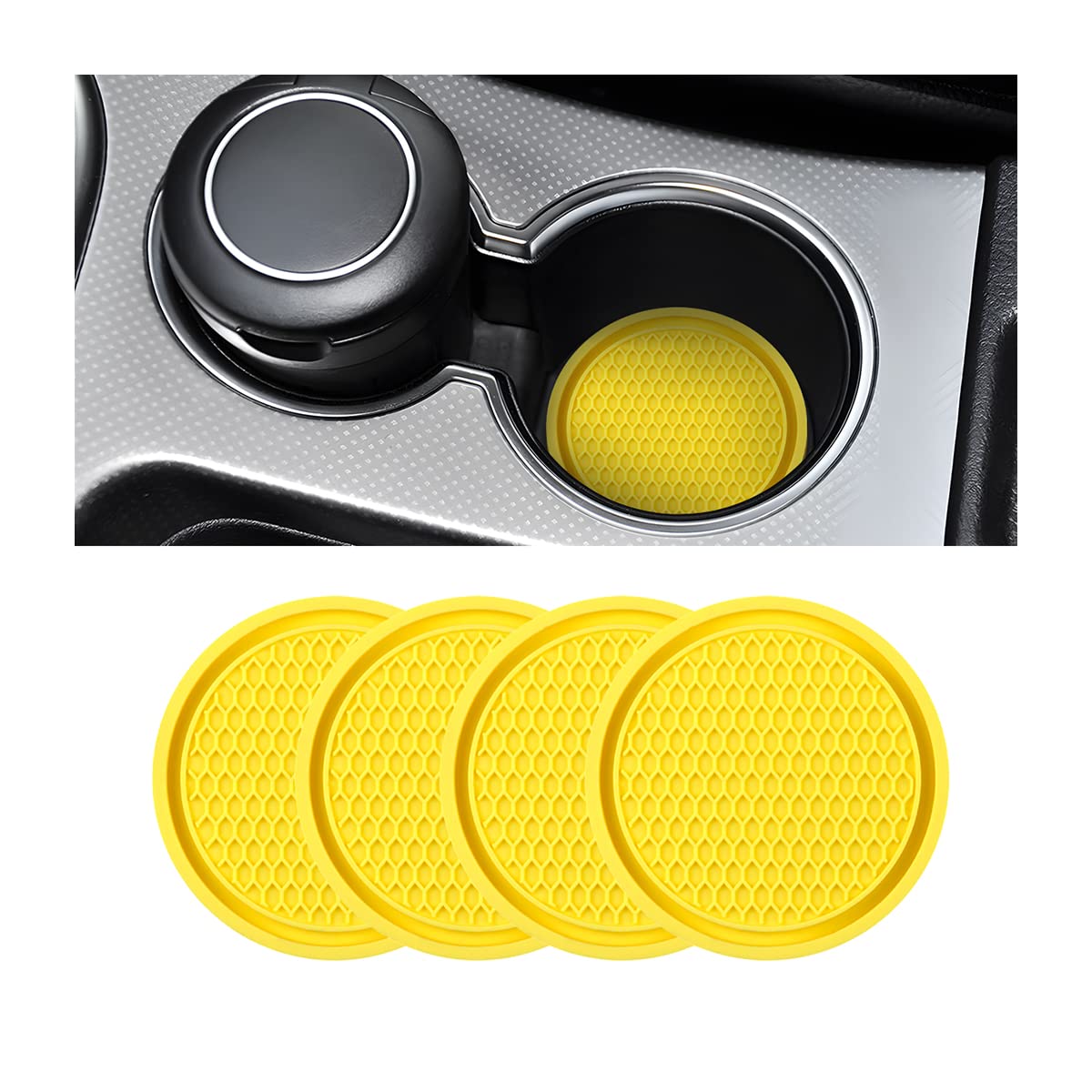 4 Pack Car Cup Holder Coaster, 2.75 Inch Diameter Non-Slip Universal Insert Coaster, Durable, Suitable For Most Car Interior, Ca