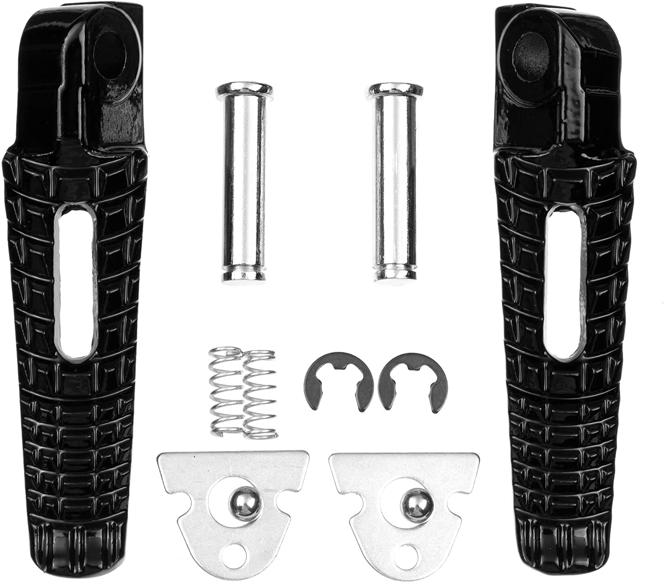 Vpzmt Front Rear Foot Pegs Footrests Pedal Fits For Suzuki Gsxr Gsx-R 600/Gsxr750/Gsxr1000 2005-2020 ((Front+Rear)-Black)