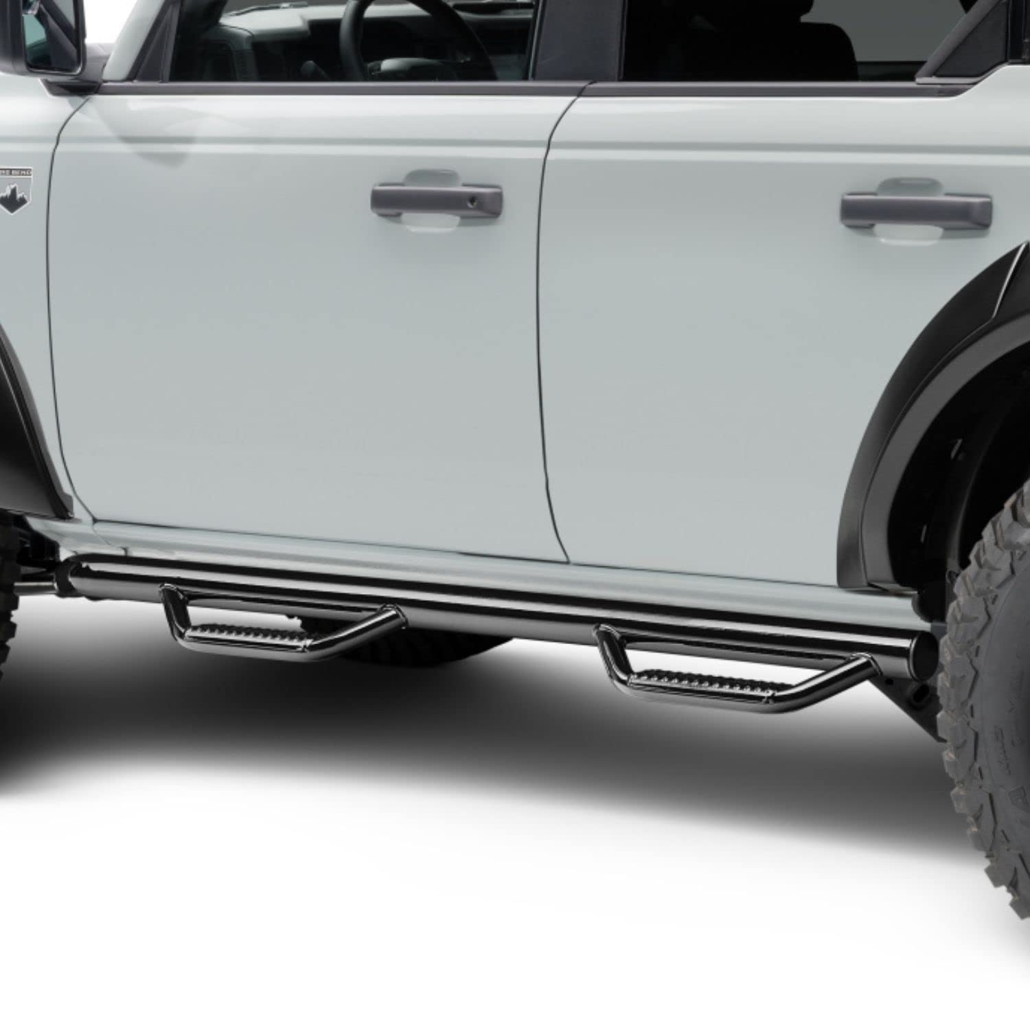 Realtruck Nerf Steps For Ford Bronco | Cab Length, Heavy Duty Steel, Gloss Back | F2172B | Fits 2021-2024 Ford Bronco 4 Door Suv, Srw Gas