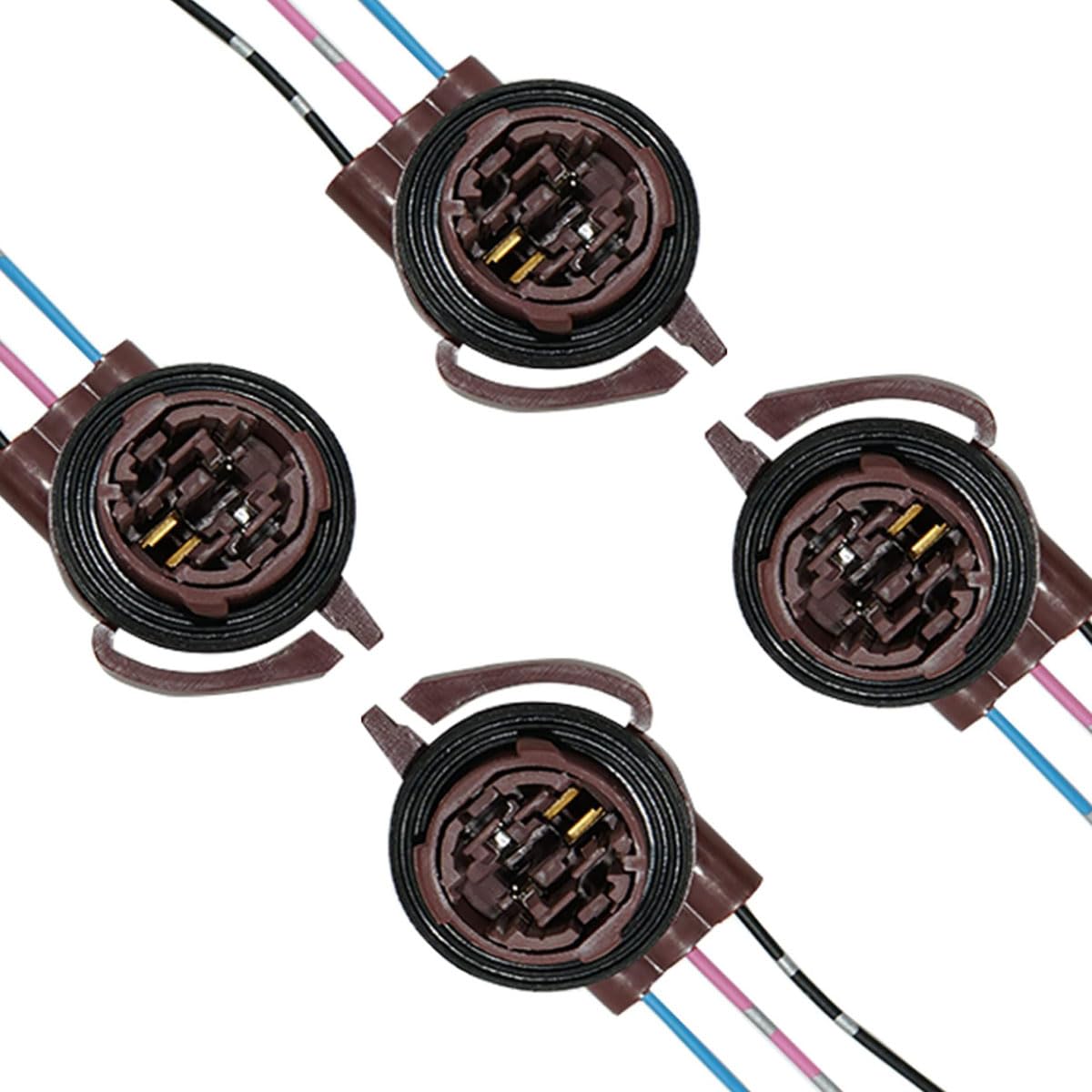 4Pcs 3156 3157 Pre-Wired Harness Sockets, Car Led Bulbs Socket Adapters, Bulb Pigtail Socket Plug Connectors For Turn Signal Bul