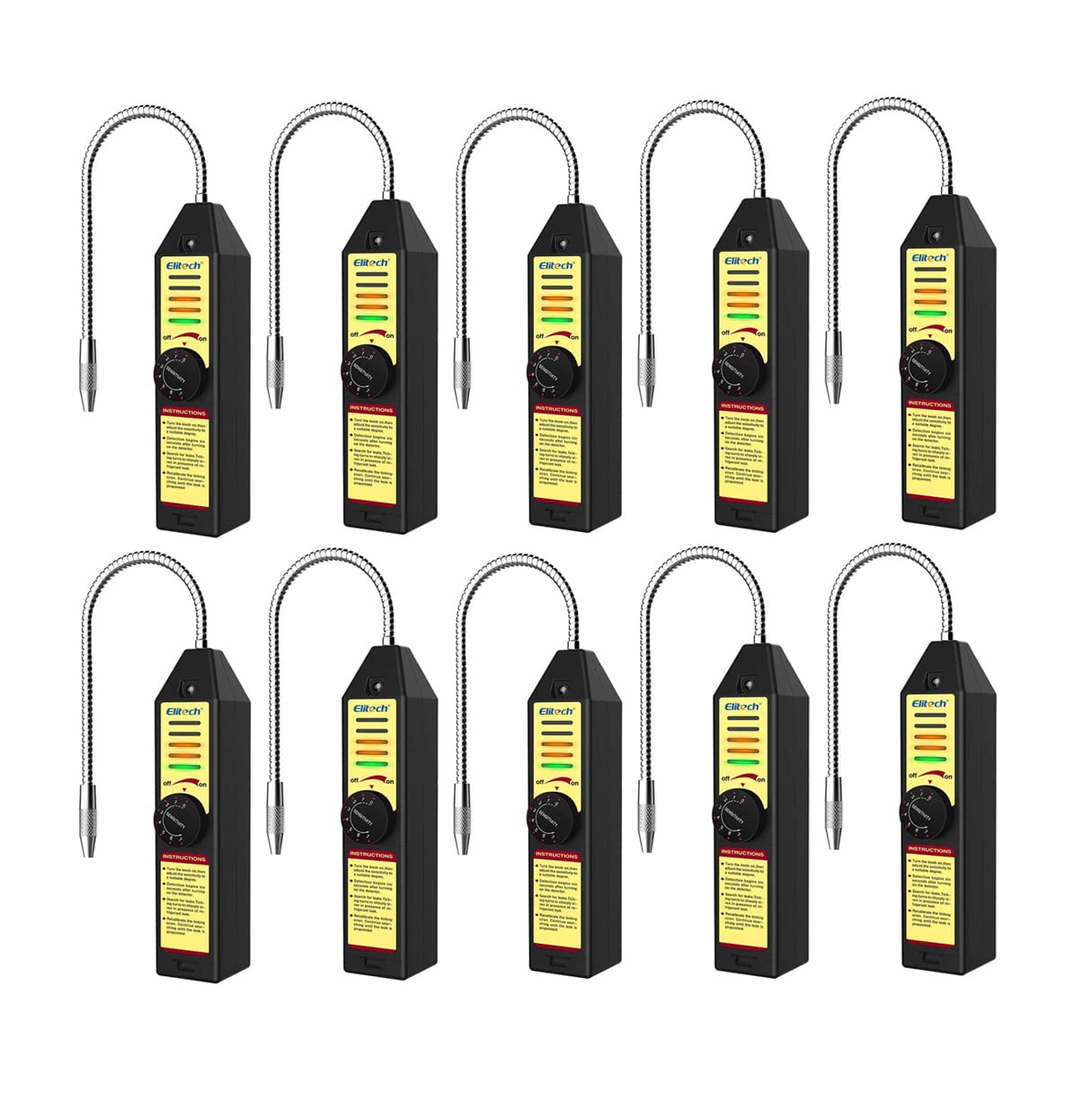 Elitech Refrigerant Leak Detector AC Freon Leak Sniffer R22 R410A R134A R1234YF, WJL-6000S (10PCS)