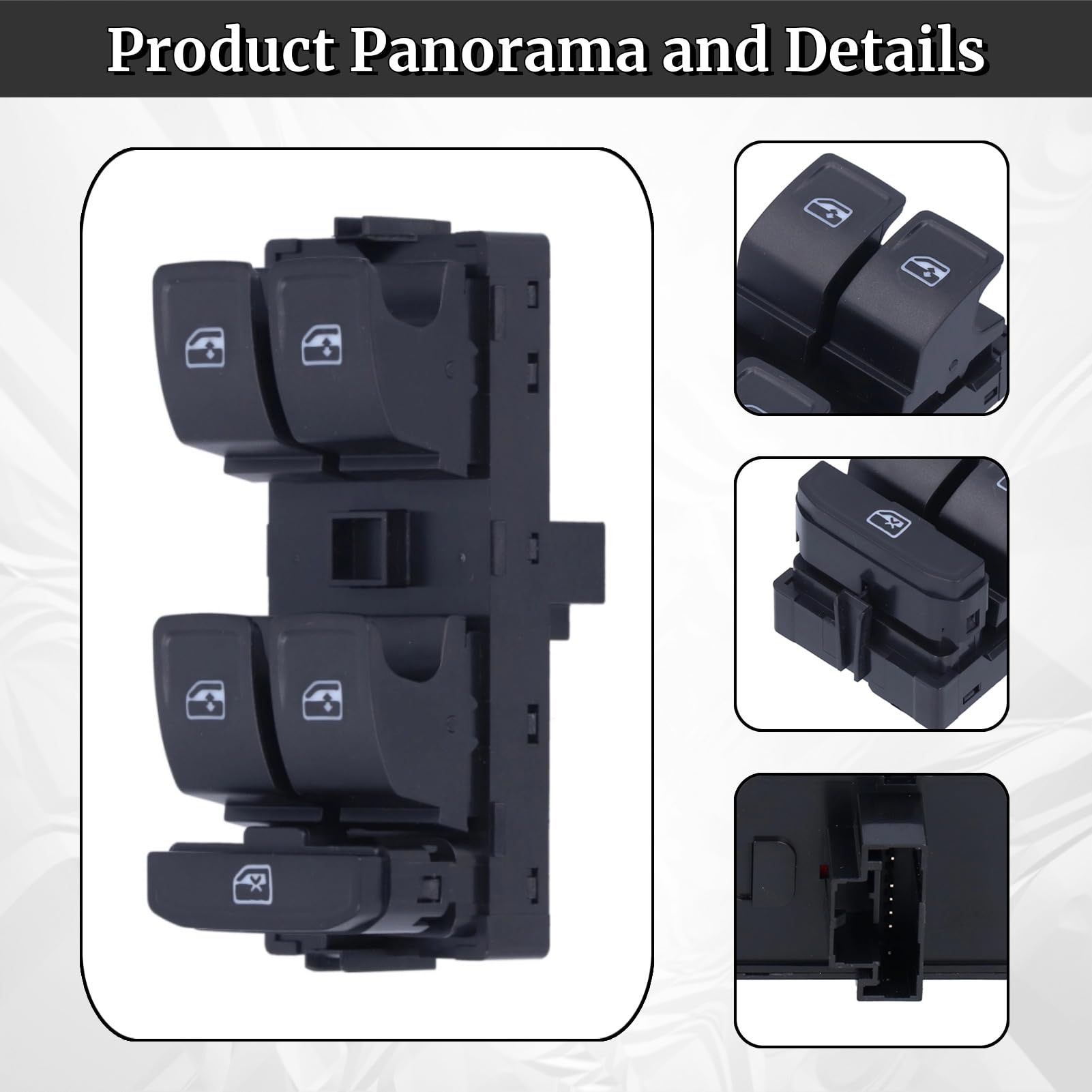 Aramox Power Window Switch, Driver Side, Master Window Control Switch, 5G0 959 857 D 5G0959857 Fit For Atlas Cross Sport 2020, For Mk7/Mk7.5 2013-2021, For Sportsvan 2014-2020, For Atlas 2018