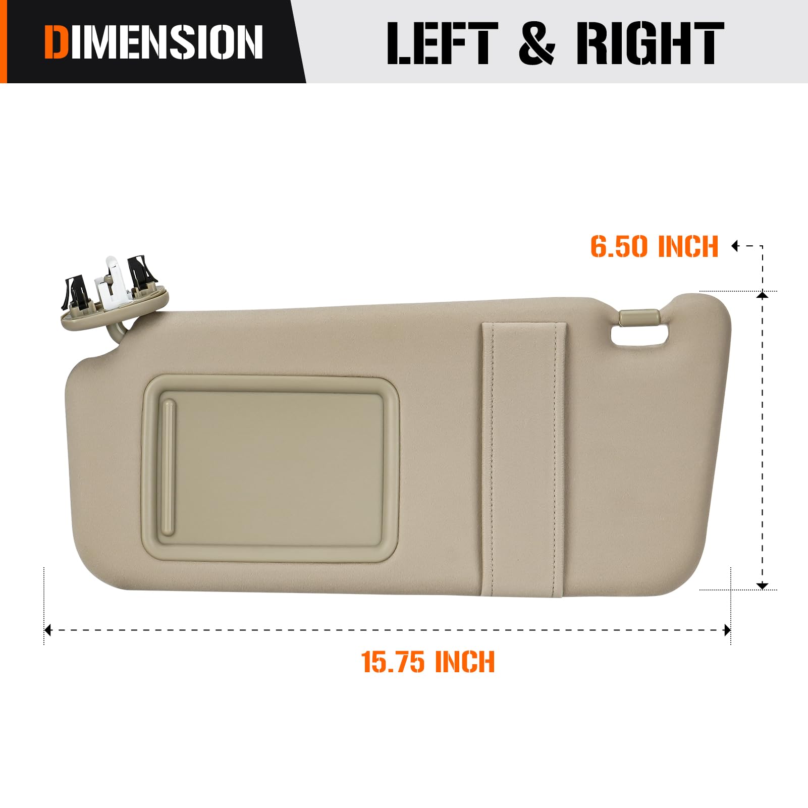 Left & Right Sun Visor With Light For Toyota Camry 2007-2011 With Sunroof, Driver & Passenger Side Beige Sunvisor Replace 74320-