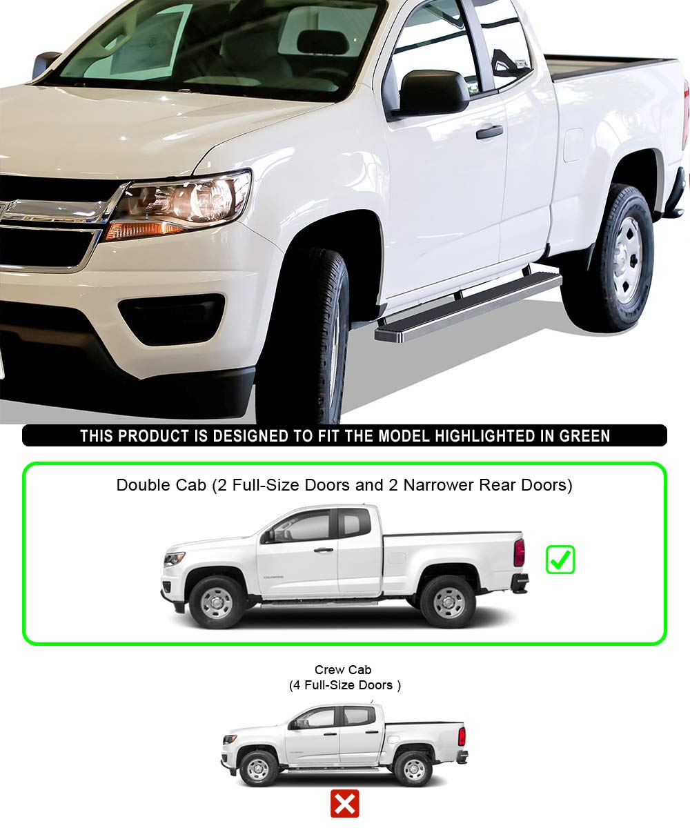 APS Running Boards (Nerf Bars Side Steps Step Bars) Compatible with Chevy Colorado GMC Canyon 2015-2025 Extended Cab (Silver 5in
