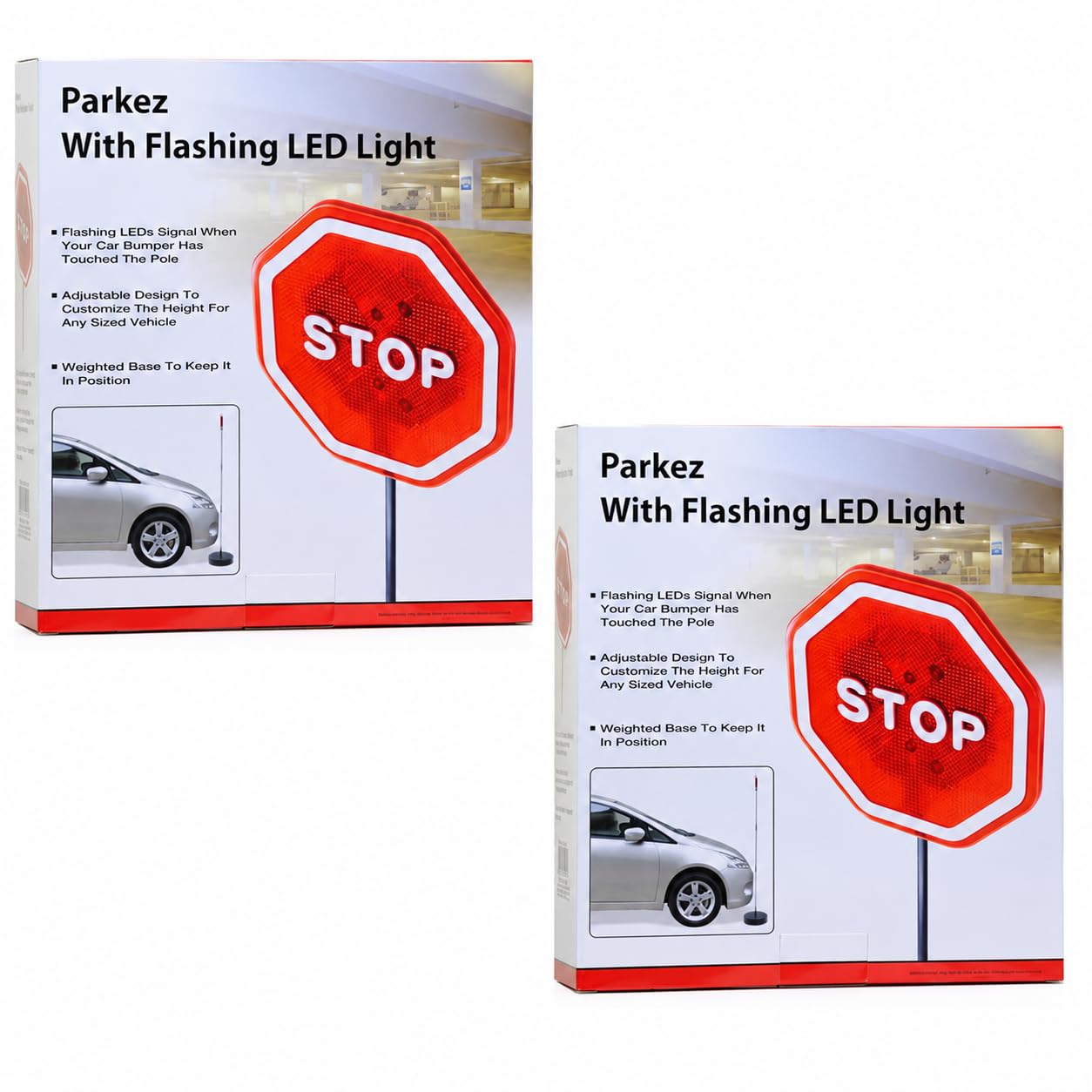 Parkez Flashing LED Light Parking Stop Sign For Garage, 2 pack