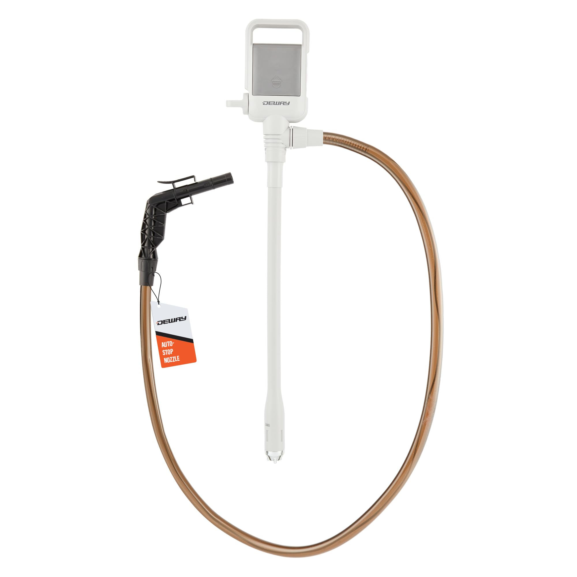 Deway Battery Stick Pump Automatic Fuel Transfer with Auto-Stop & PVC Hose - 2.5 GPM Siphon Pump for Gasoline, Diesel, Kerosene,