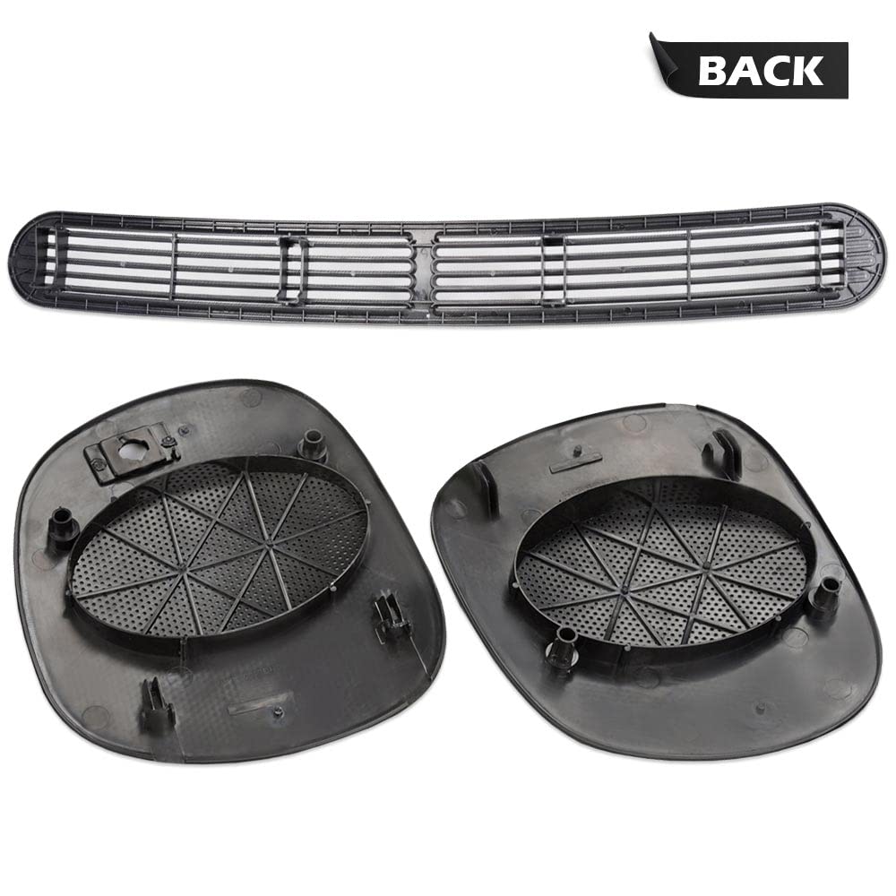 PIT66 Dash Defrost Vent Cover Panel & Speaker Grille Set for 1998-2005 Chevy S10, Black, Plastic, 3 Pcs