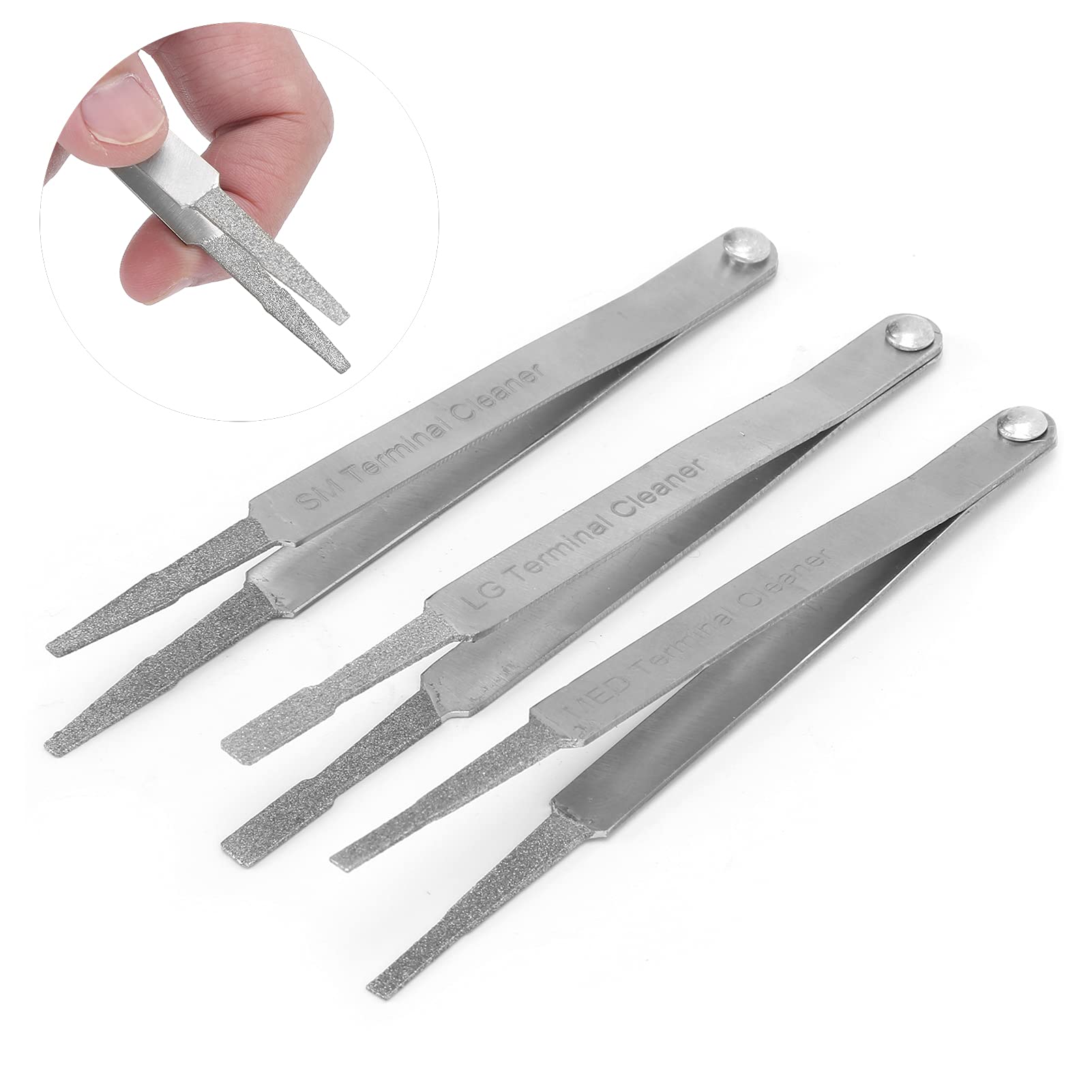 Camrusic 3Pcs Diamond Grip Terminal Cleaner Set, Electrical Terminal Cleaner For Small Electrical Spade Pin Connector