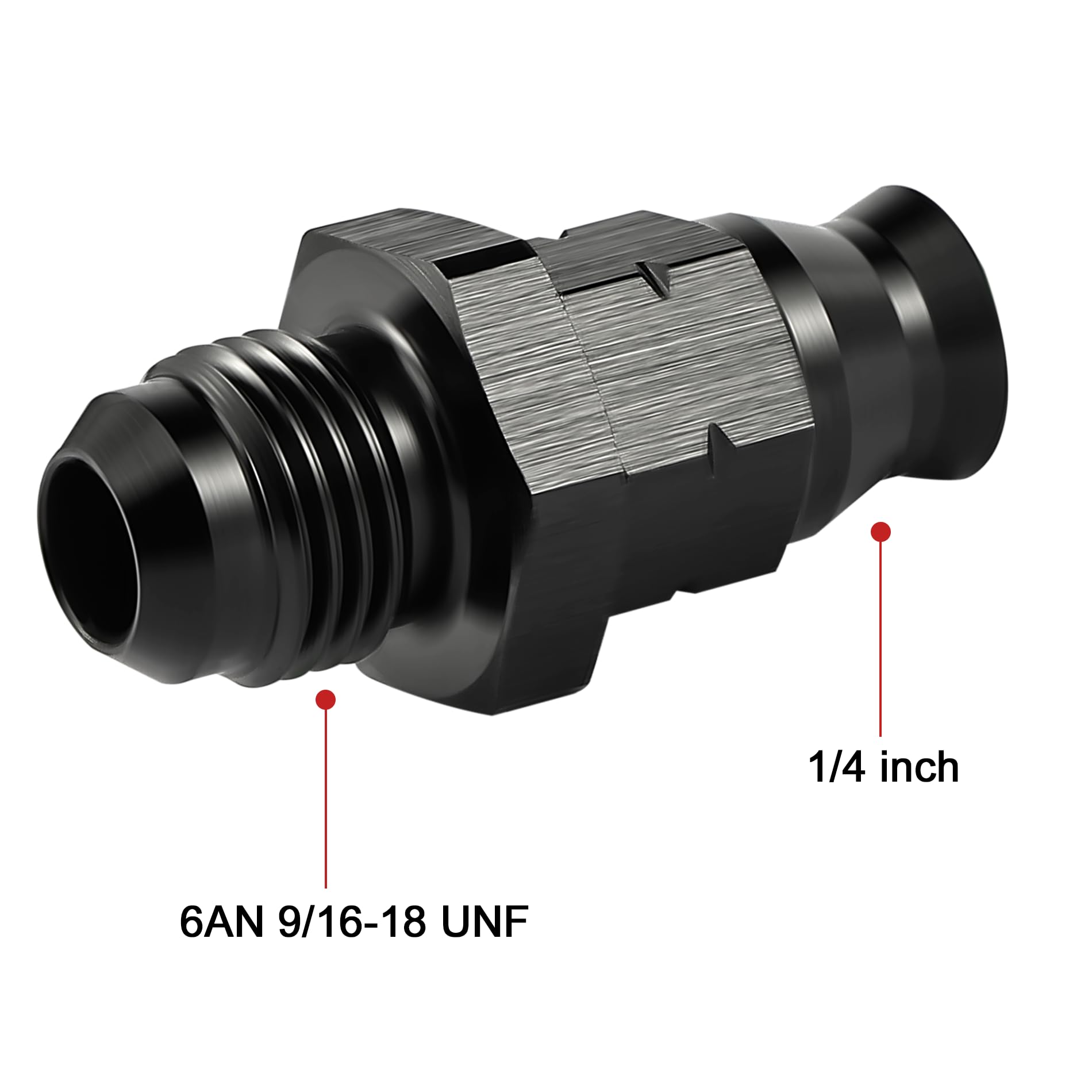 Evil Energy 6An Male To 1/4 Hardline Compression Fitting Adapter Aluminum Black