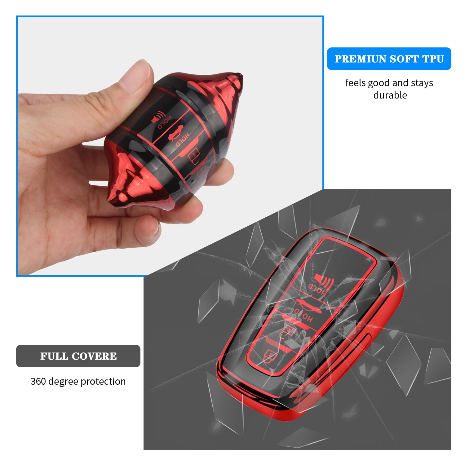 Qbuc For Toyota Key Fob Cover With Keychain Premium Tpu Key Fob Case Suitable For 2018-2024 Highlander Rav4 Camry Avalon C-Hr Co