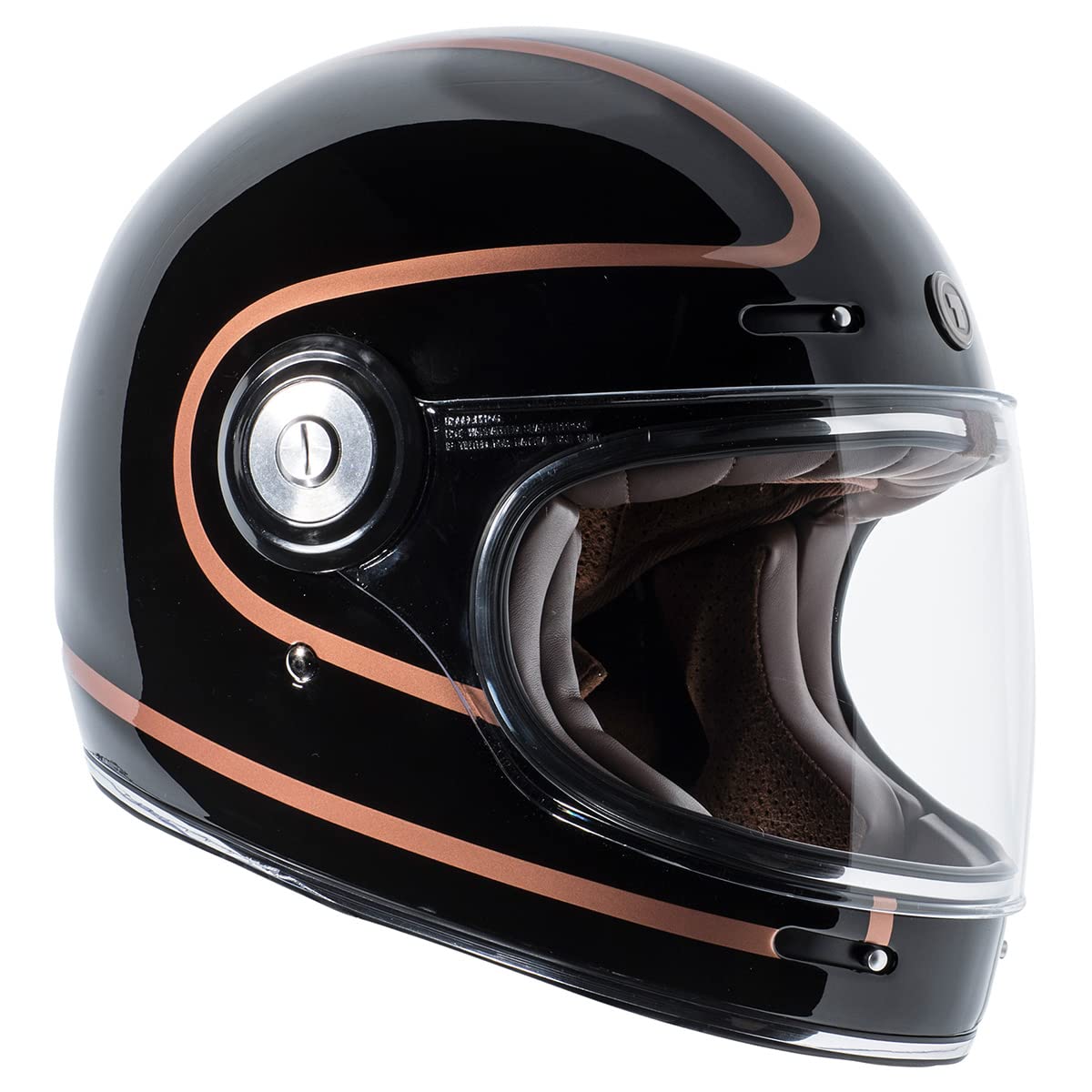 Torc T1 Unisex-Adult Retro Full-Face-Helmet-Style Motorcycle (Copper Pin Gloss Black, X-Large)