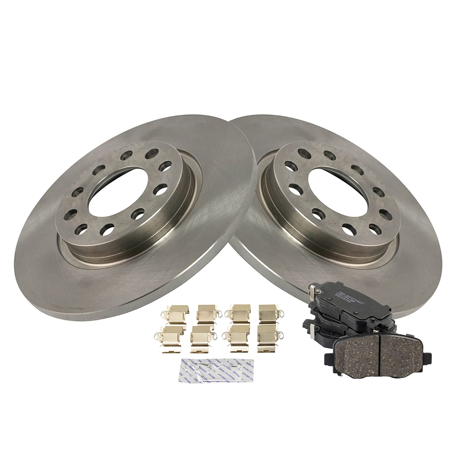 TRQ Rear Brake Pad & Rotor Kit Brake Pads Brake Rotor Ceramic Compatible with 2015-2017 Chrysler 200 2014-2021 Jeep Cherokee