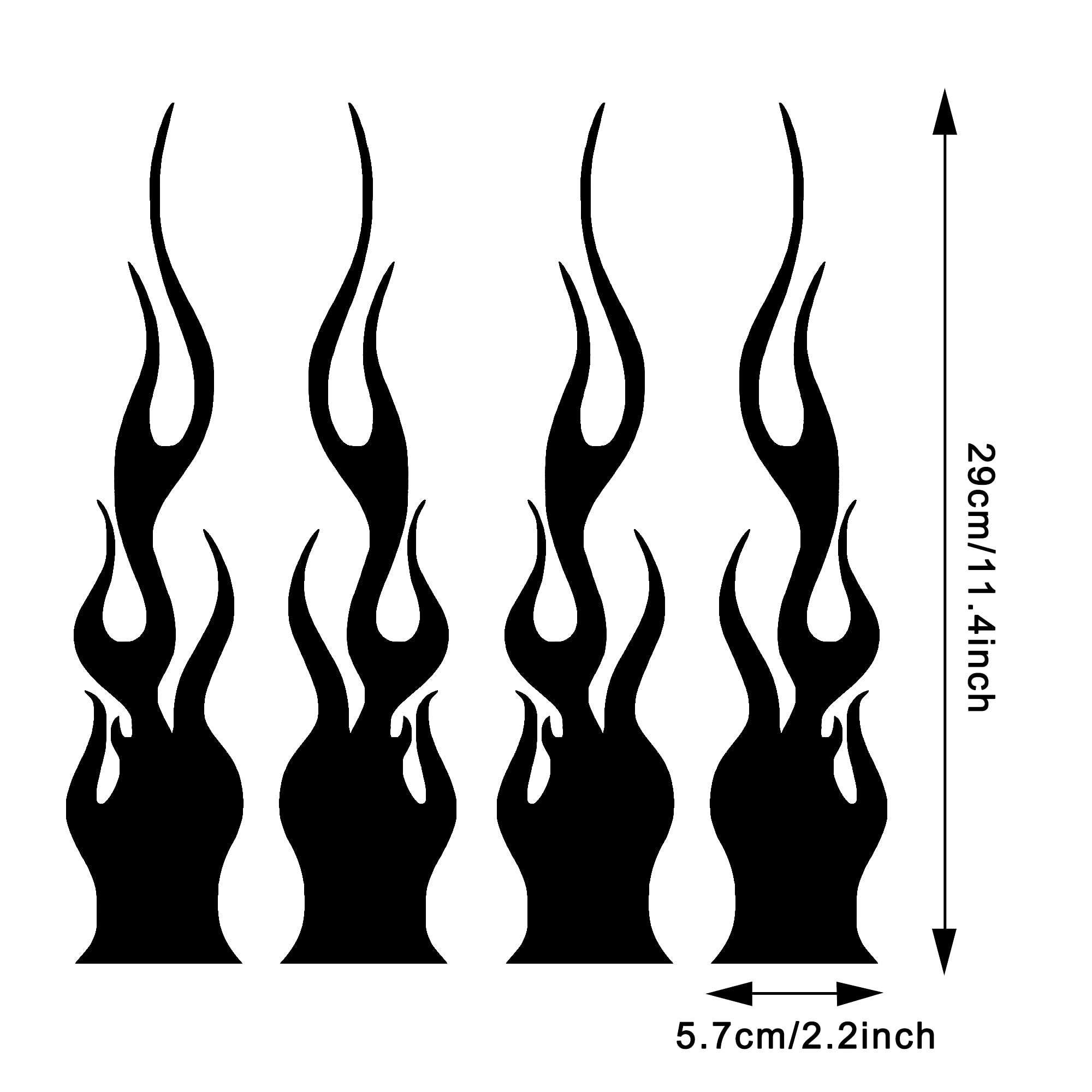 Tomall 4 Pcs 11.4'' Flame Reflective Sticker For Car Vinyl Racing Sports Flame Stripe Decal For Golf Cart Off-Road Vehicles Moto