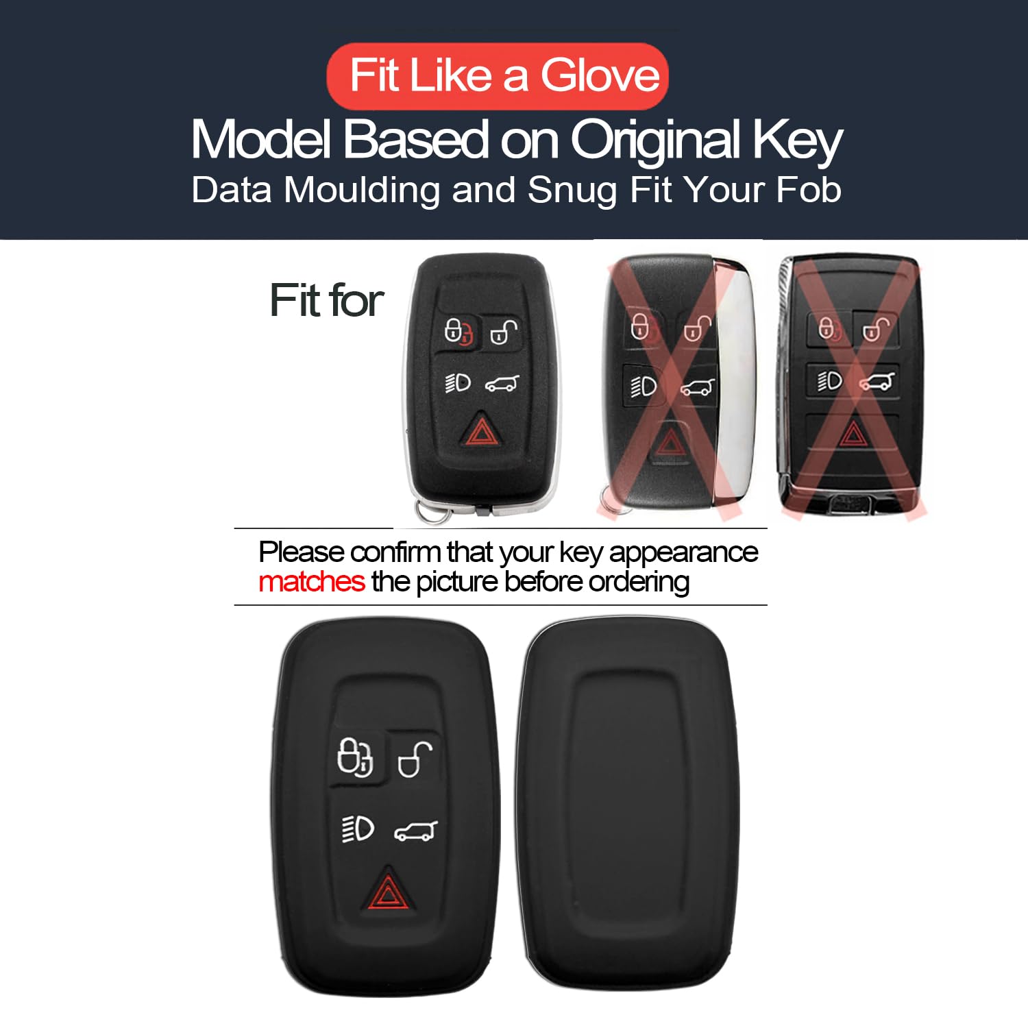 Infipar 2Pcs Compatible With Land Rover Lr4 Range Rover Range Rover Evoque Sport Velar Smart 5 Buttons Key Fob Cover Case Key Ch