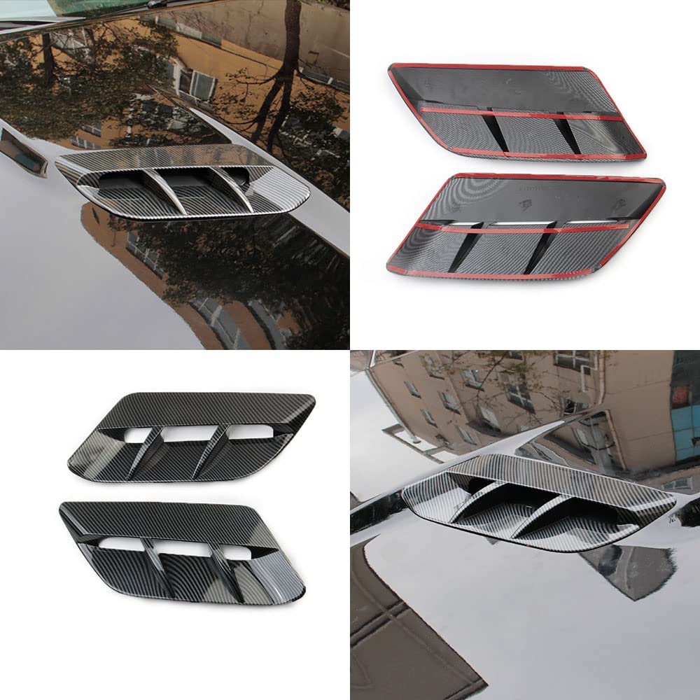 Korlot Engine Hood Air Outlet Vent Trim for Dodge Challenger SXT 2015-2023, Carbon Fiber Pattern, ABS Material