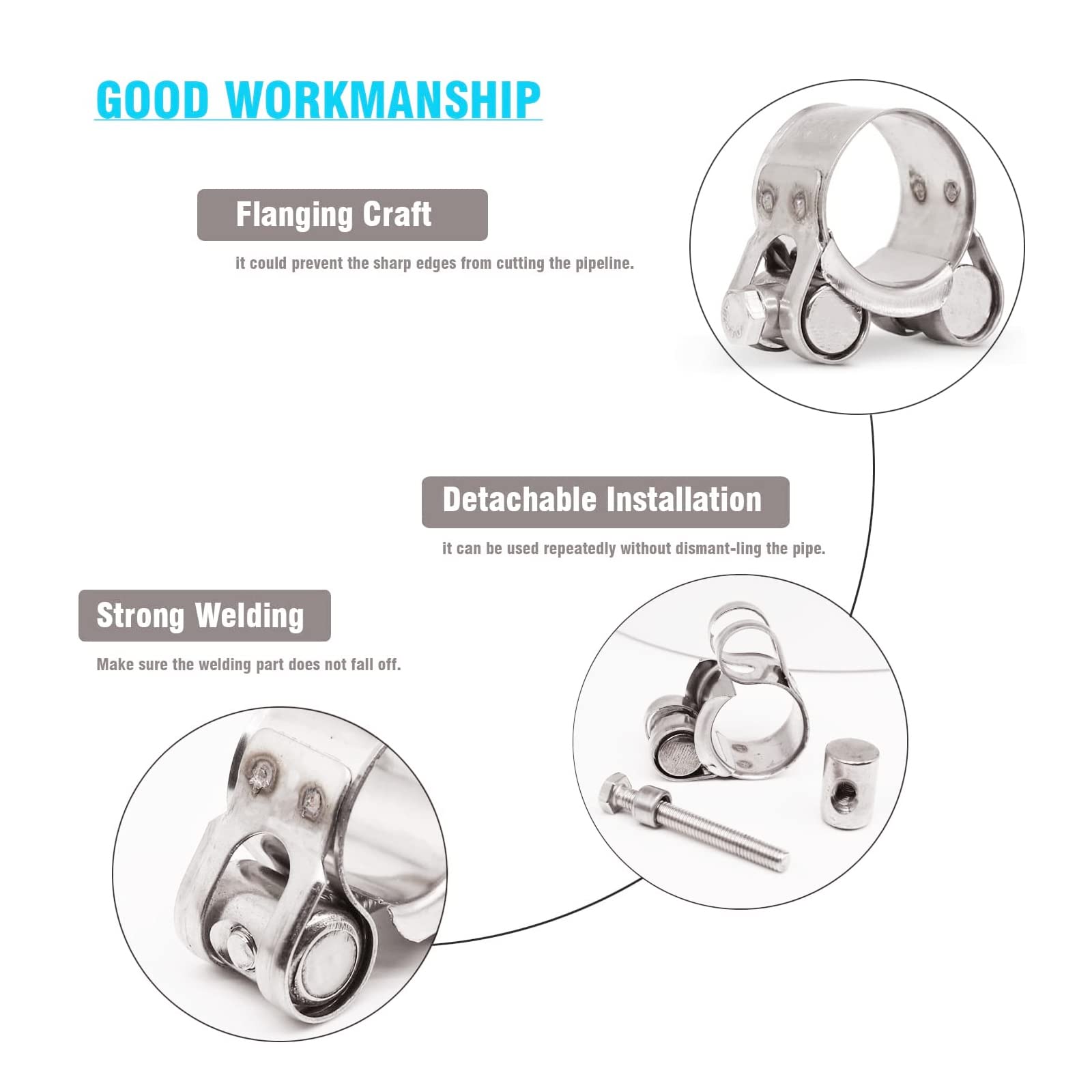 Peromi 4 Pack 26-28Mm T-Bolt Hose Clamp,Stainless Steel_304Intercooler Pipe Tube Clamps,Turbo Pipe Clamps,Clamp Adjustable Range