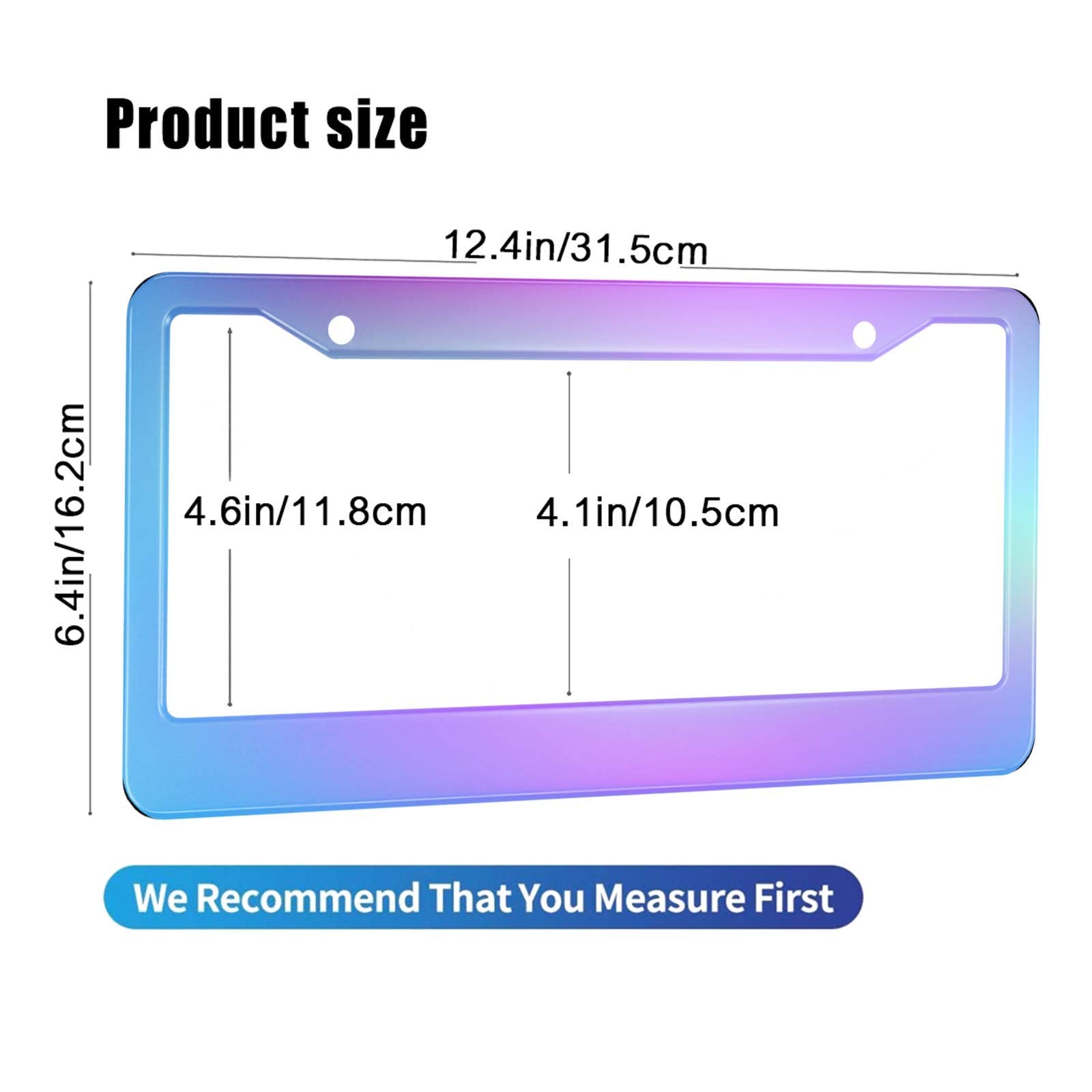 HOSNYE License Plate Frame Gradient Purple Blue Metal License Plate Cover Front Plates Frames Car Tag Frame for Women Men US Veh