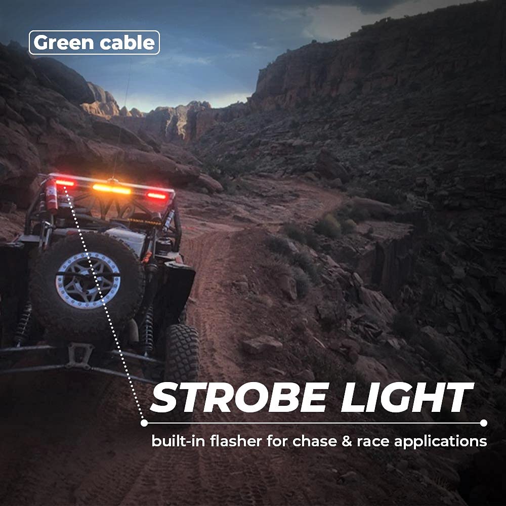 KEMIMOTO UTV Chase LED Tail Light Bar - 5 Modes, Compatible with Polaris RZR/Ranger & Can-Am Maverick X3, 1.75" to 2" Roll