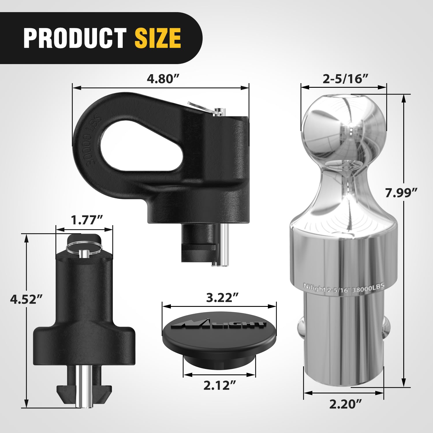 Nilight Puck System Gooseneck Hitch Kit (60692) With 2-5/16    Ball Of 38000Lbs Gtw And Chain Anchor Of 30000Lbs Gtw Fit For Che