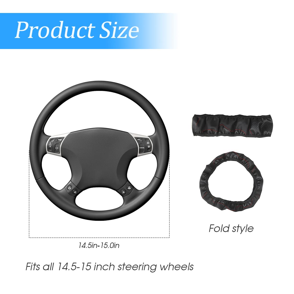 15 Inch Car Steering Wheel Cover, Carbon Fiber Microfiber Leather Elastic Stretch, Anti-Slip Breathable Steering Wheel Protector For Women Men, Car Accessories For Suv, Truck, Van (Black/Pink)