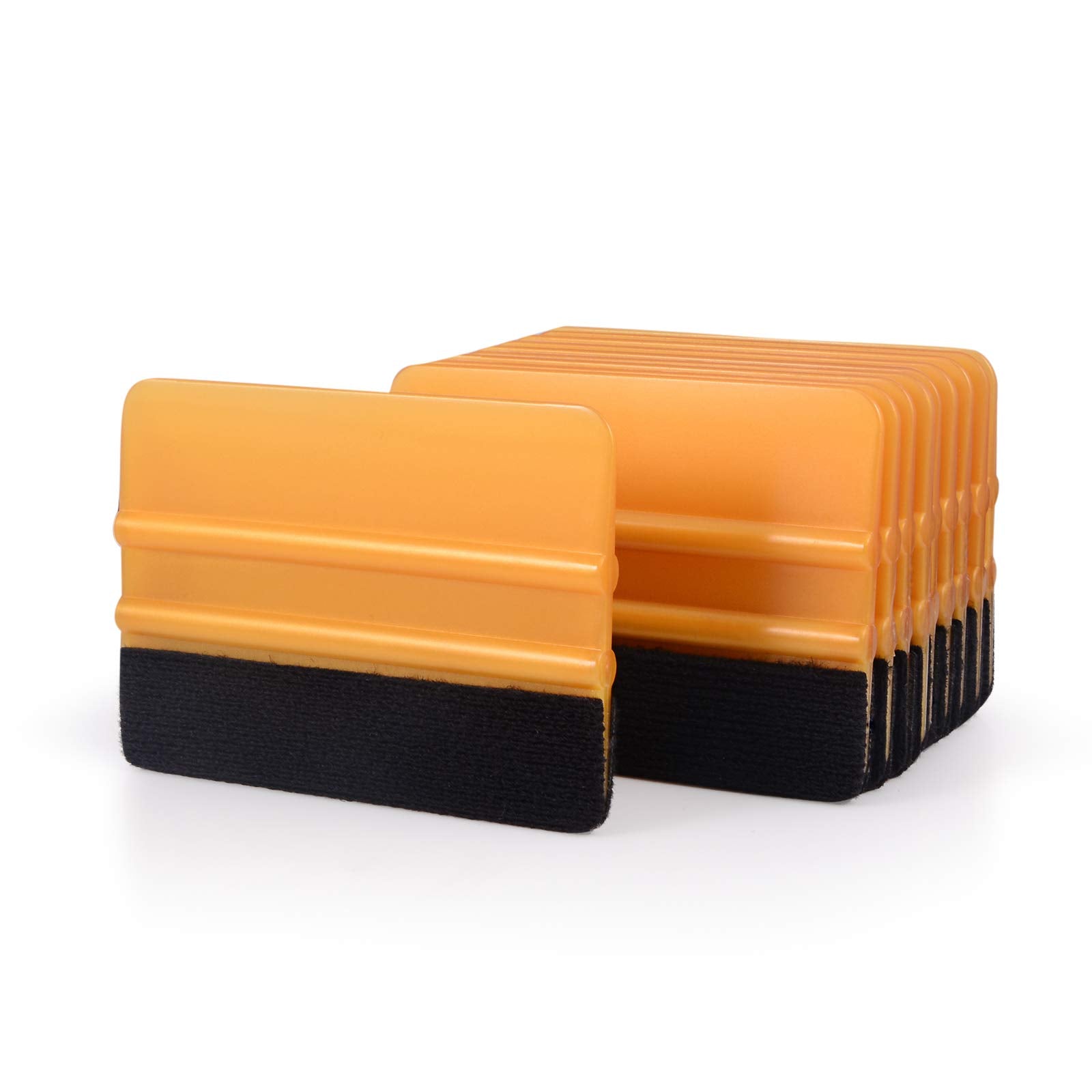 Ehdis 10Pcs Vinyl Squeegee Felt Edge Squeegee 4 Inch Car Vinyl Scraper Decal Applicator Window Tint Tool With Black Fabric Felt Edge Wallpaper Smoothing Tools -Gold