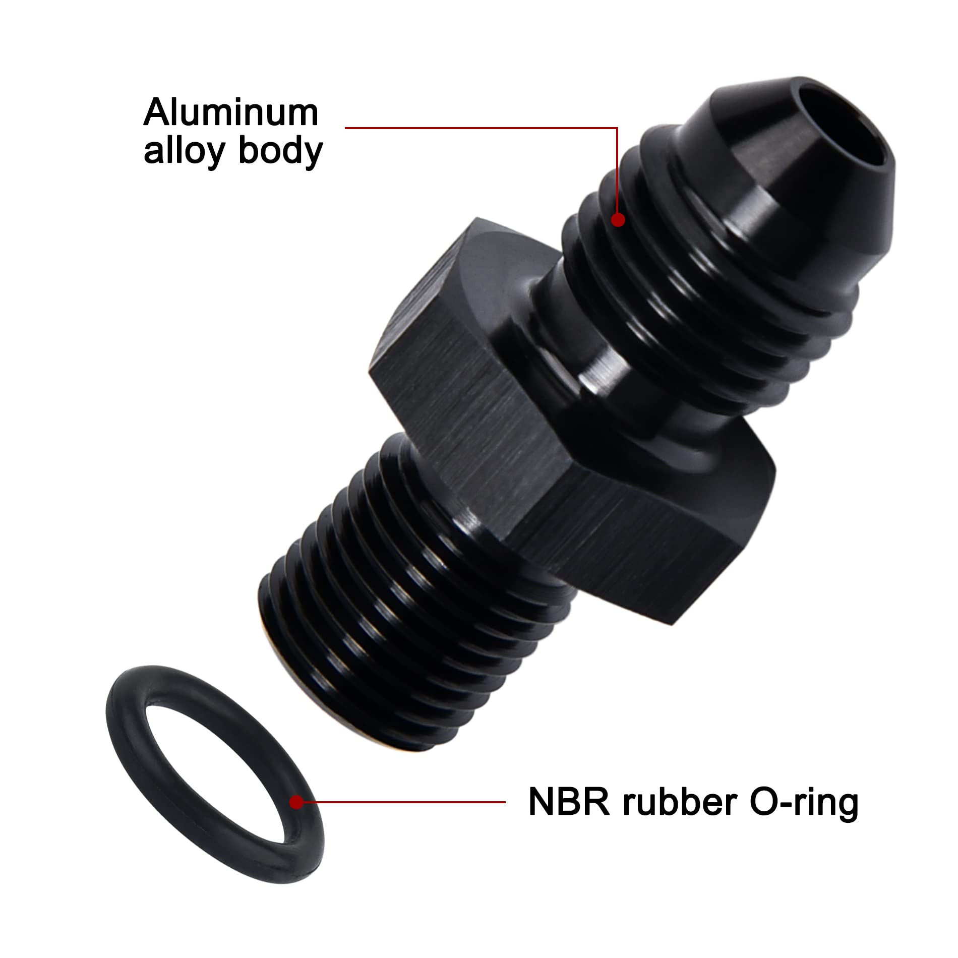 Evil Energy 4An Male Flare To M10 X 1.0Mm Male Metric Fitting Adapter Aluminium Alloy 2Pcs