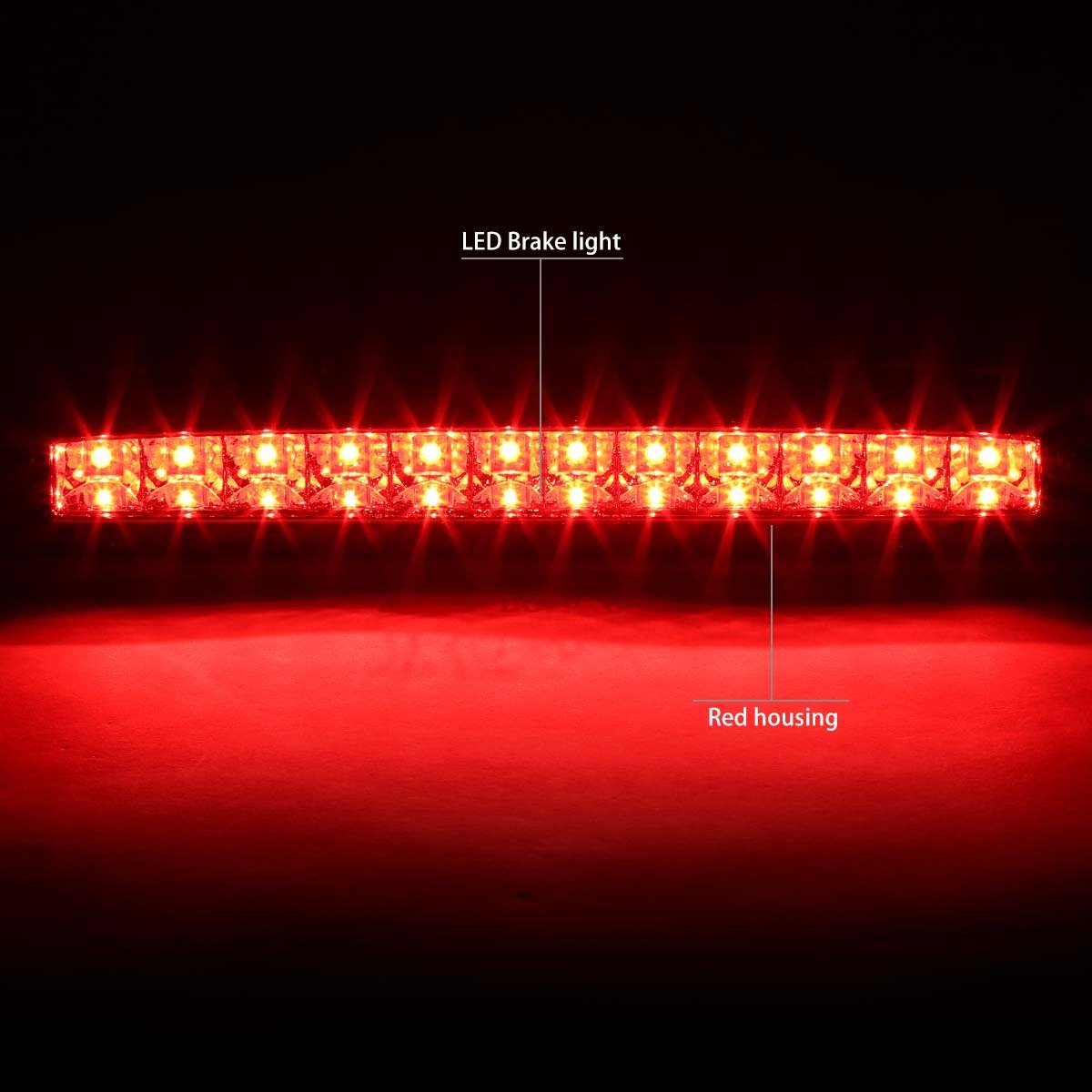 Dna Motoring 3Bl-Fran93-Led-Rd Red Lens Led Third Tail Brake Light [Compatible With 93-11 Ranger / 99-16 F250-F550 Sd / 01-05 Ex