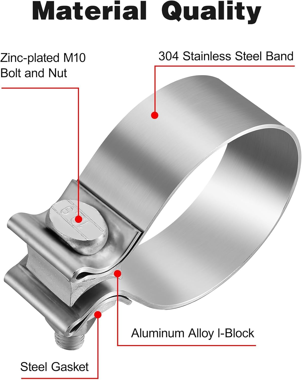 Evil Energy 1.75 Inch Exhaust Clamp,1 3/4 ' ' Narrow Band Muffler Clamp Stainless Steel For Heavy-Duty Exhaust Systems, Downpipe