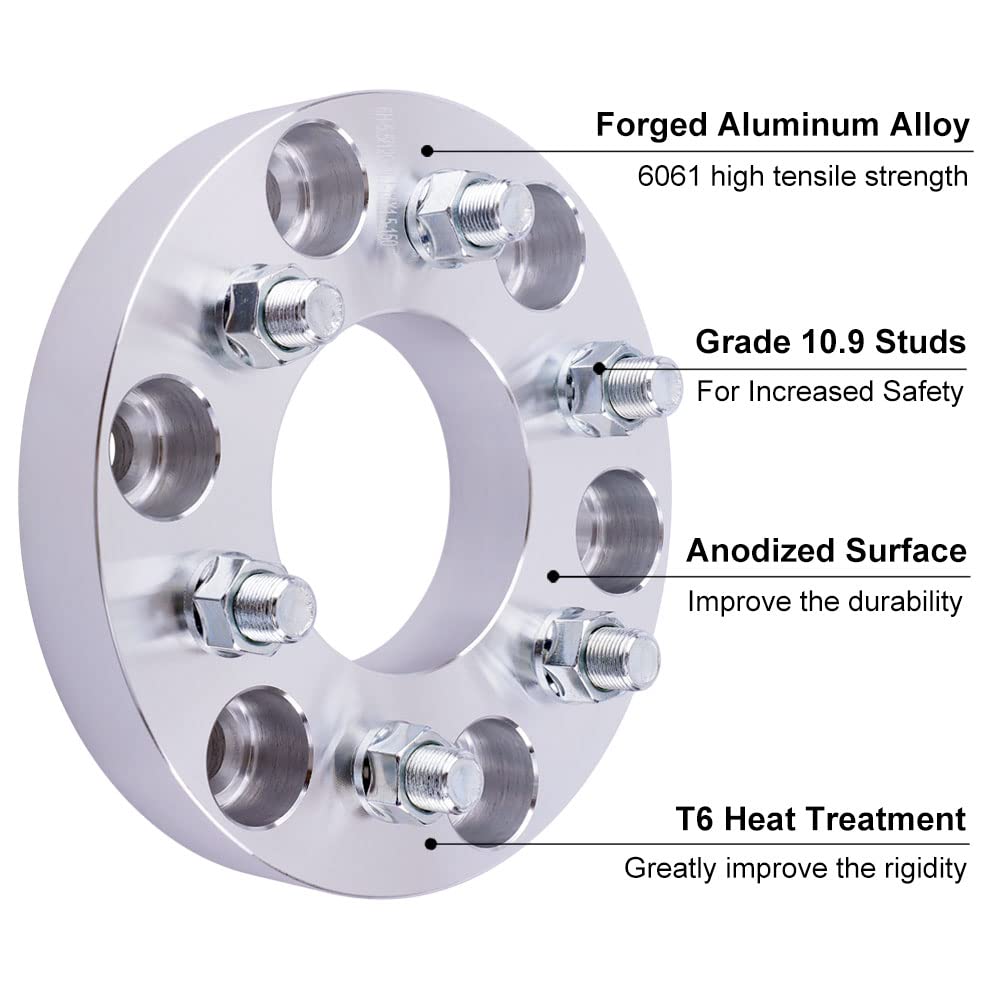 DCVAMOUS 6x120 to 6x5.5 Wheel Adapters, 1.5 Inch, Alloy Aluminum, Silver, Model WS208-04, 4PCS Compatible with