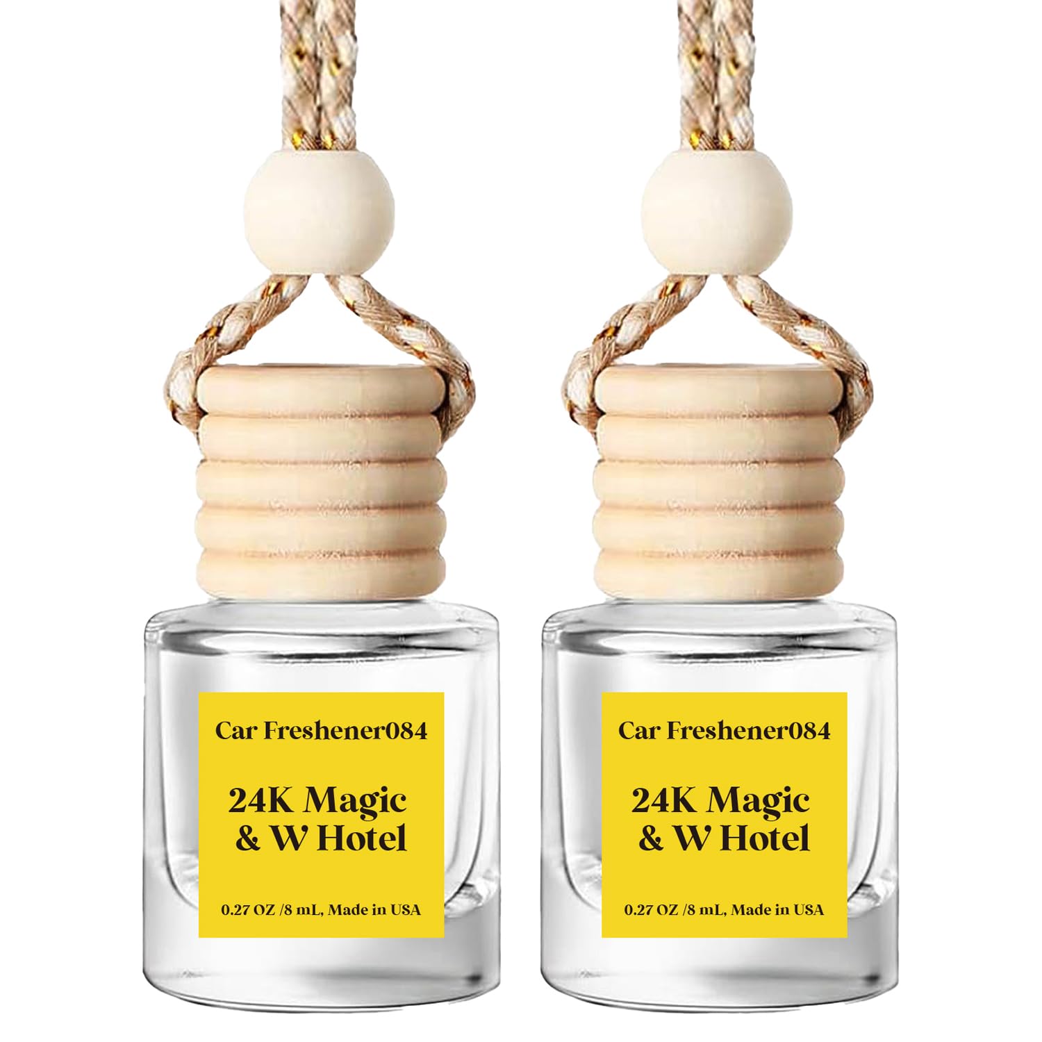 Car Air Freshener Hanging, Essential Oil Diffuser Inspired By 24K Magic & W Hotel, Car Fresheners For Women, Long Lasting, Made
