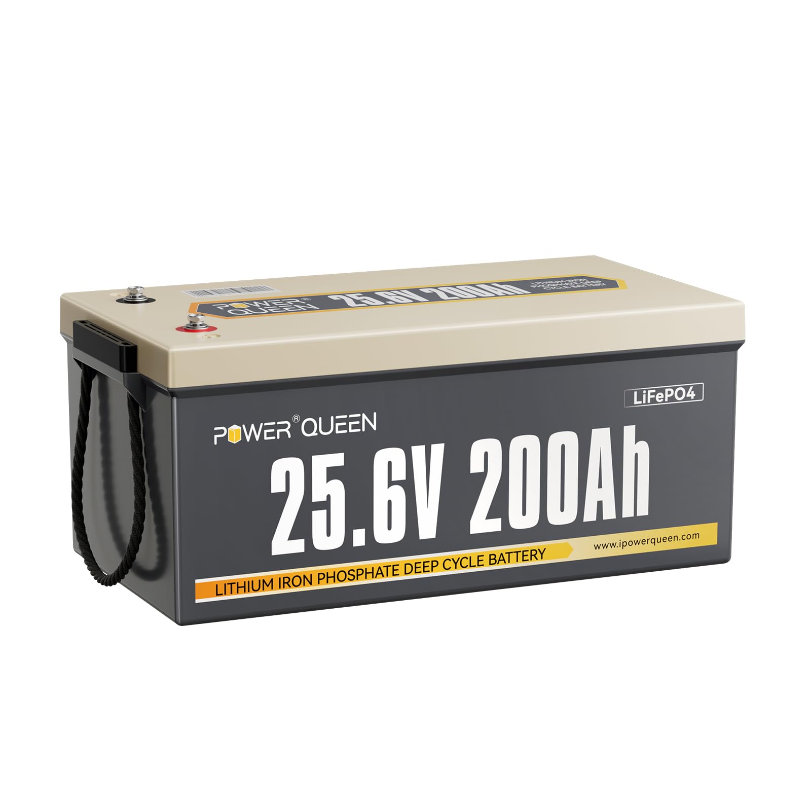 Power Queen 25.6V 200Ah Lifepo4 Battery, Lithium Battery Built-In 200A Bms, 5.12Kwh Deep Cycle Power, 4000 To 15000 Cycles Recha