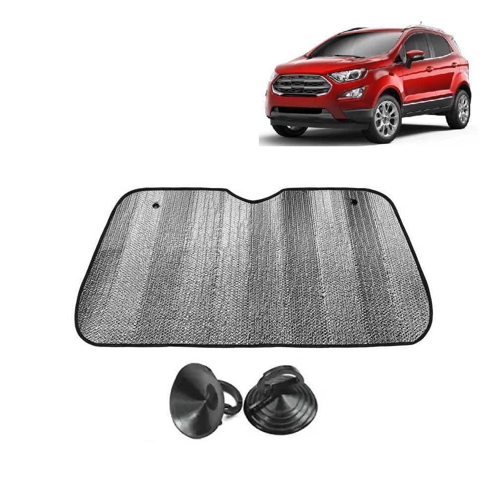 Car Windshield Sun Shade UV Rays Protector Silver Sunshade Solar Reflective Suitable for Ecosport [2017 to 2021]