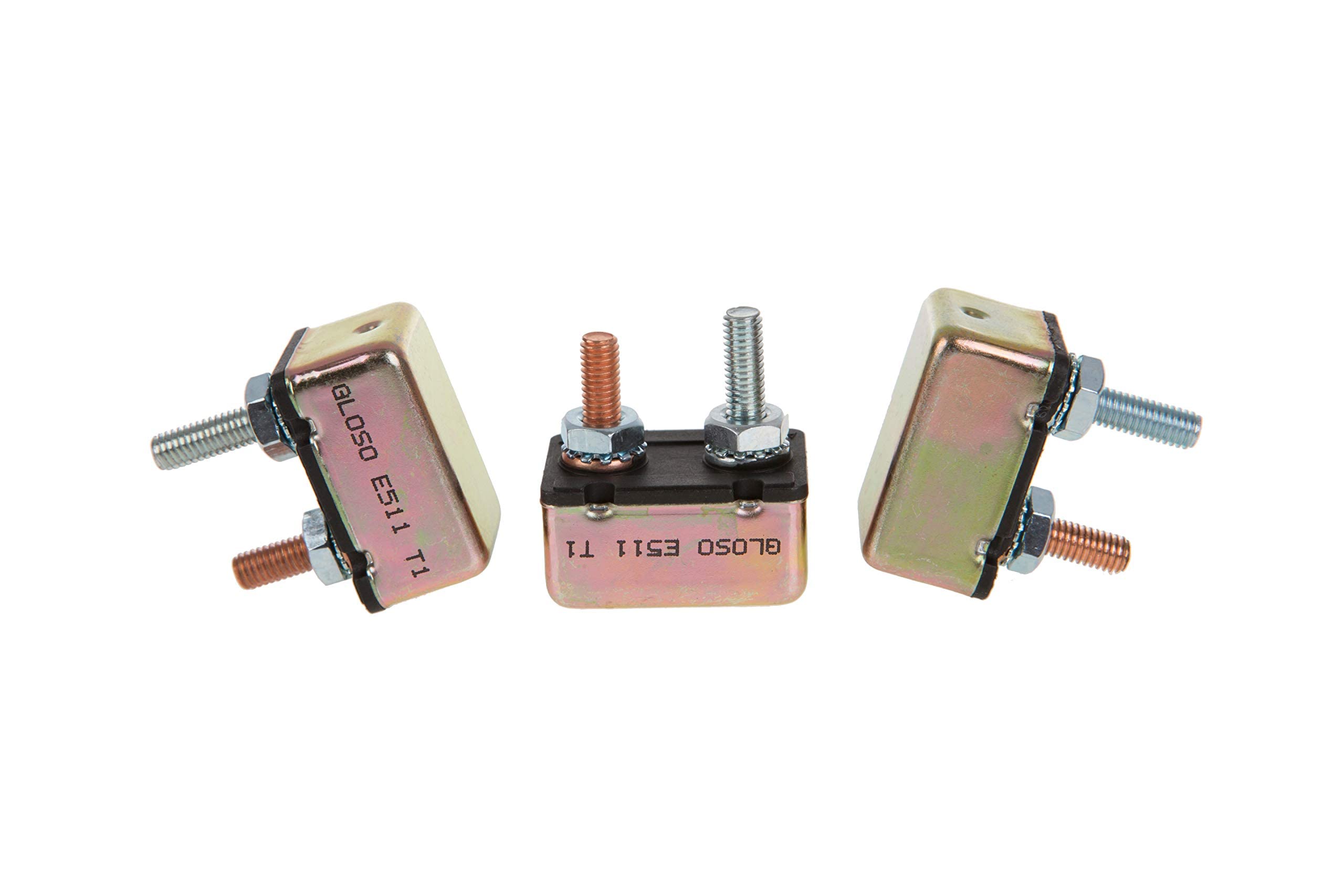 Gloso Circuit Breakers Stud Bolt Type For Truck Bus Rv Automotive Motorcycle No Bracket Metal Cover Auto Reset (T1) - 3 Pack (10A) E511
