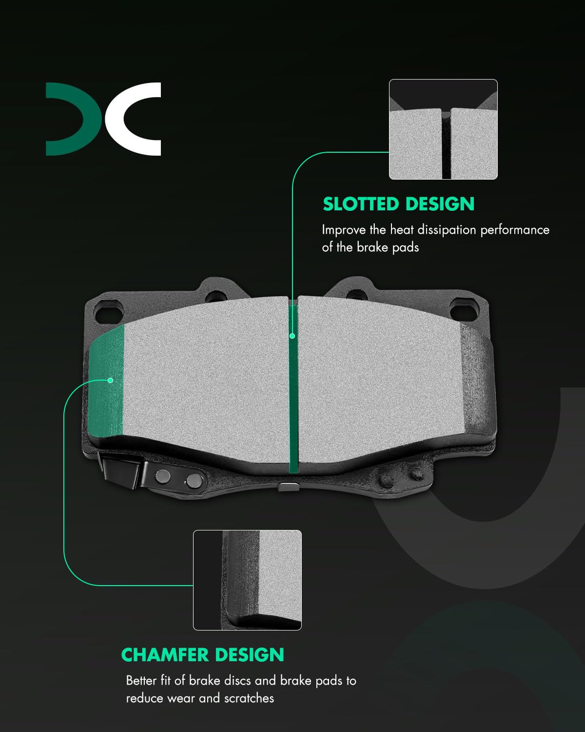 Scitoo D799 Front Ceramic Brake Pads Sets Fit For 1995-2002,For Tacoma 1995-2004
