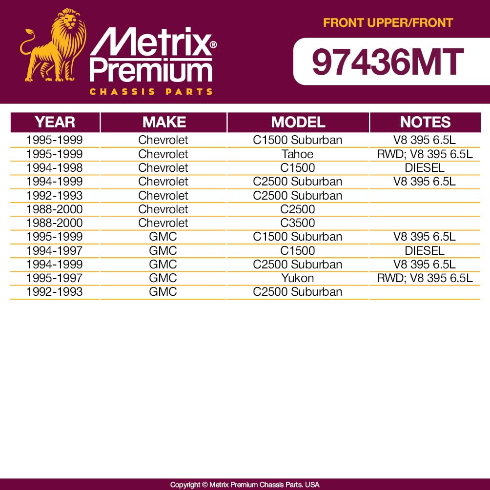 Metrix Premium Chassis Parts - 4 Pc Front Upper Control Arm & Front Sway Bar Stabilizer End Link Kit Fits 95-99 Chevrolet C1500