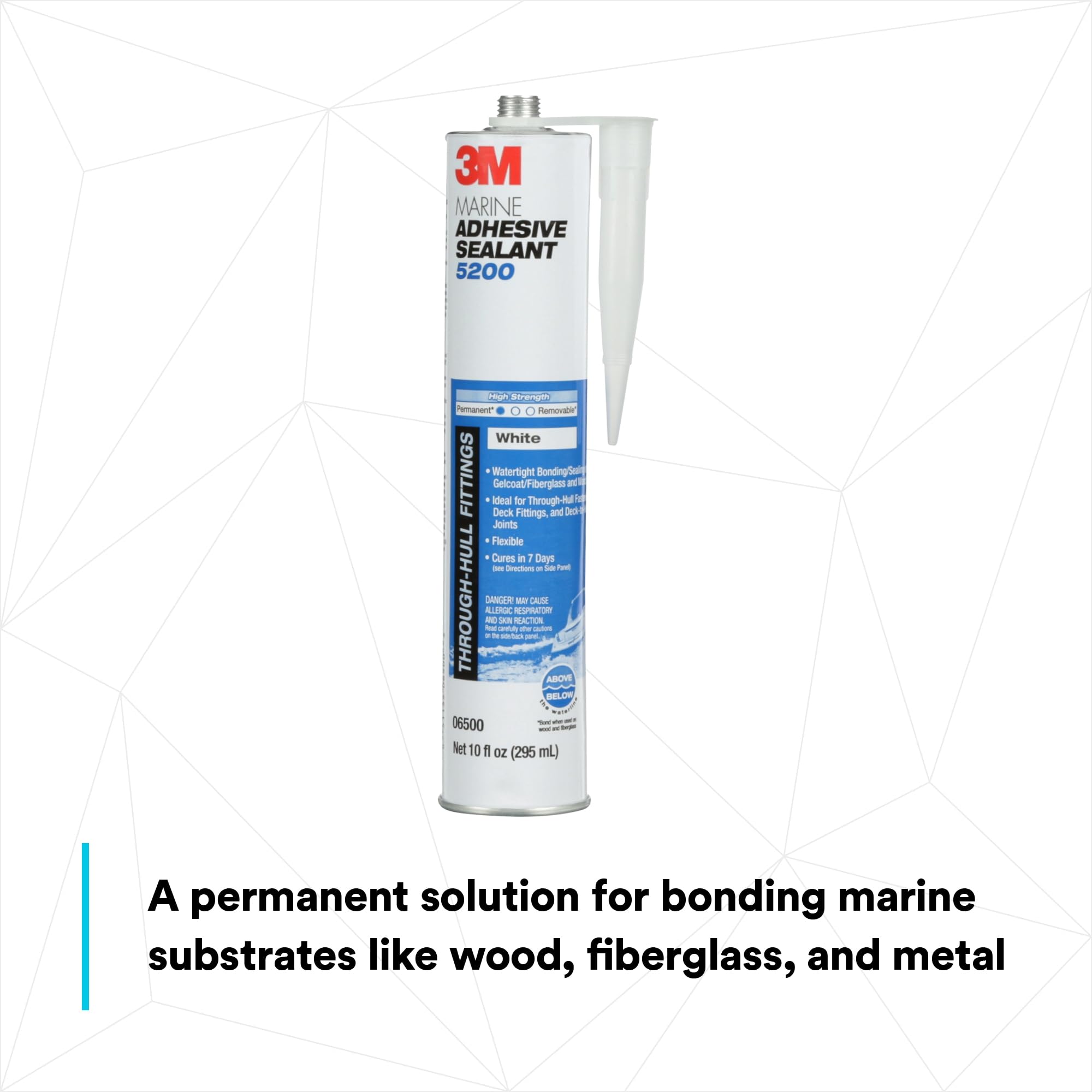 3M Marine Adhesive Sealant 5200, Waterproof Repair for Boats & RVs, 10 fl oz, White, Permanent Bonding Above/Below Waterline