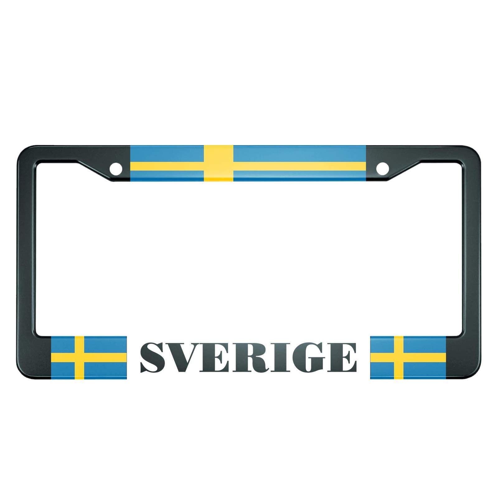 HOSNYE Sweden Flag License Plate Frame Sverige Swedish Country Study Blue and Yellow Metal License Plate Cover Front Plates Fram